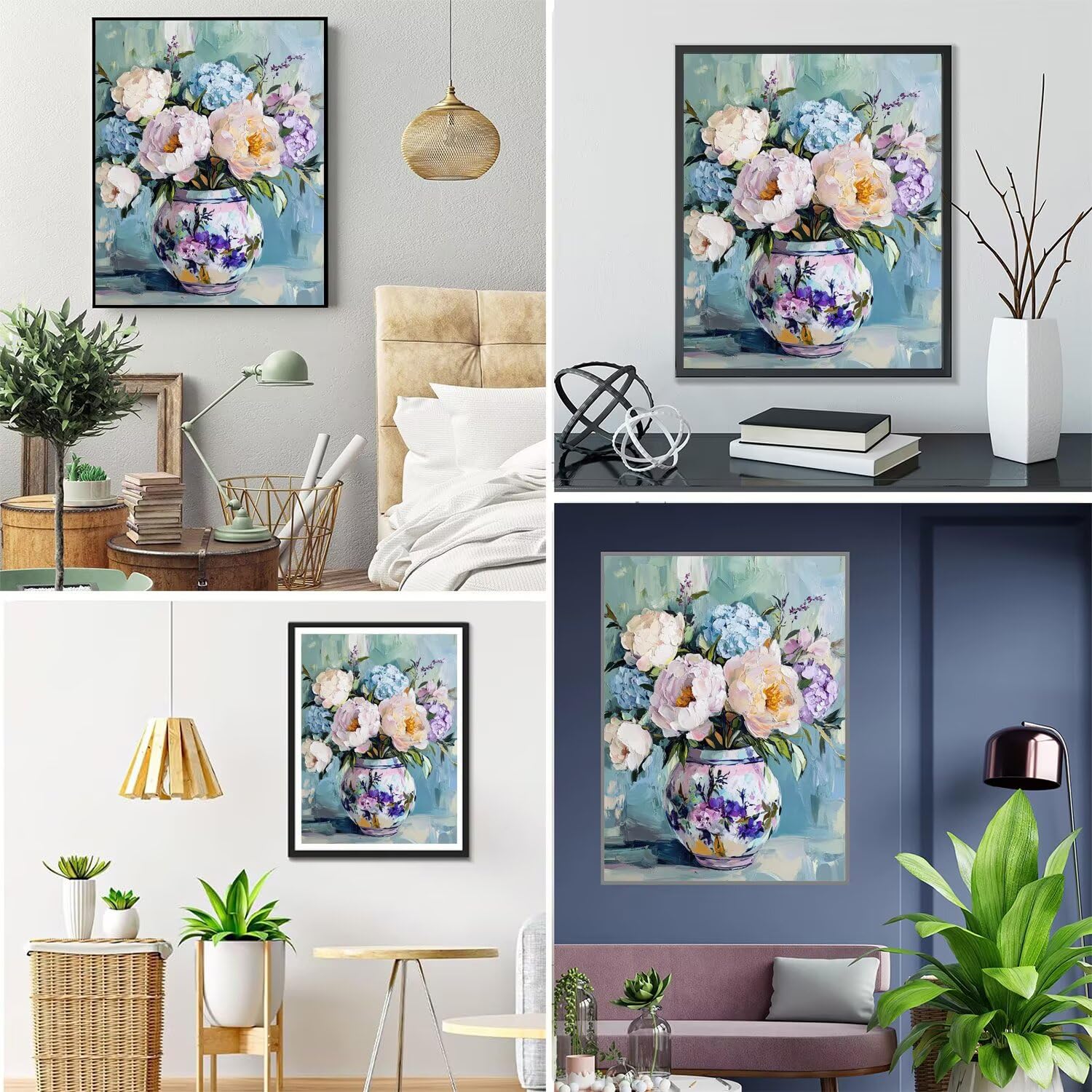 Diamond Painting Kit Completo Fiore Diamond Painting Adulti Peonia Fai da Te Diamantini Crystal Art Kit Bambina, Pittura Diamante Ricamo A Punto Croce Artigianale, Per Decorazione Casa 70x90cm 0z-296