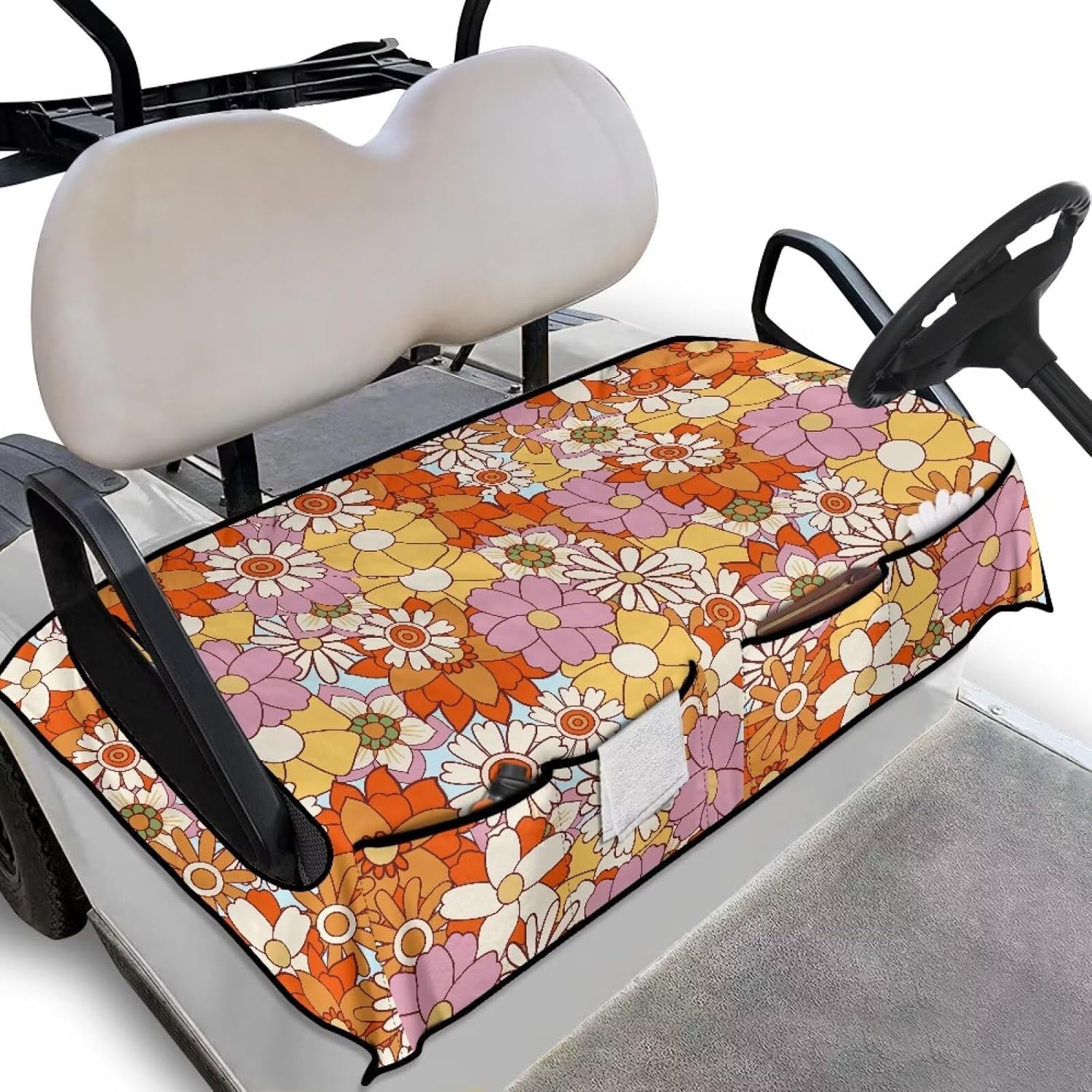 Golf Cart Seat Covers with Front Pockets Golf Cart Accessories for Club Car 2 Seat Thickened Golf Cart Seat Blanket