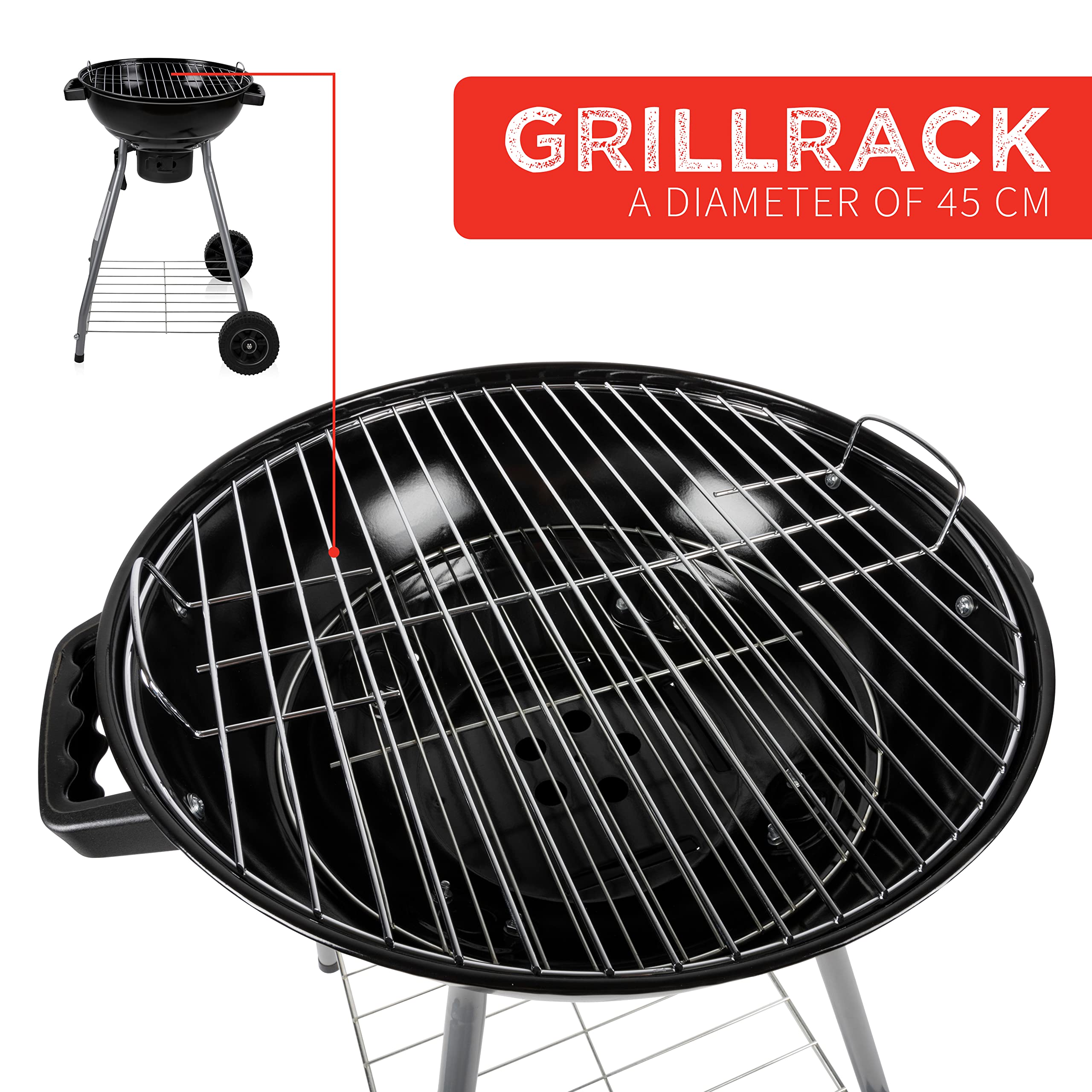 BBQ Collection grill kulisty – BBQ – grill z pokrywką – Ø 45 cm – węgiel drzewny