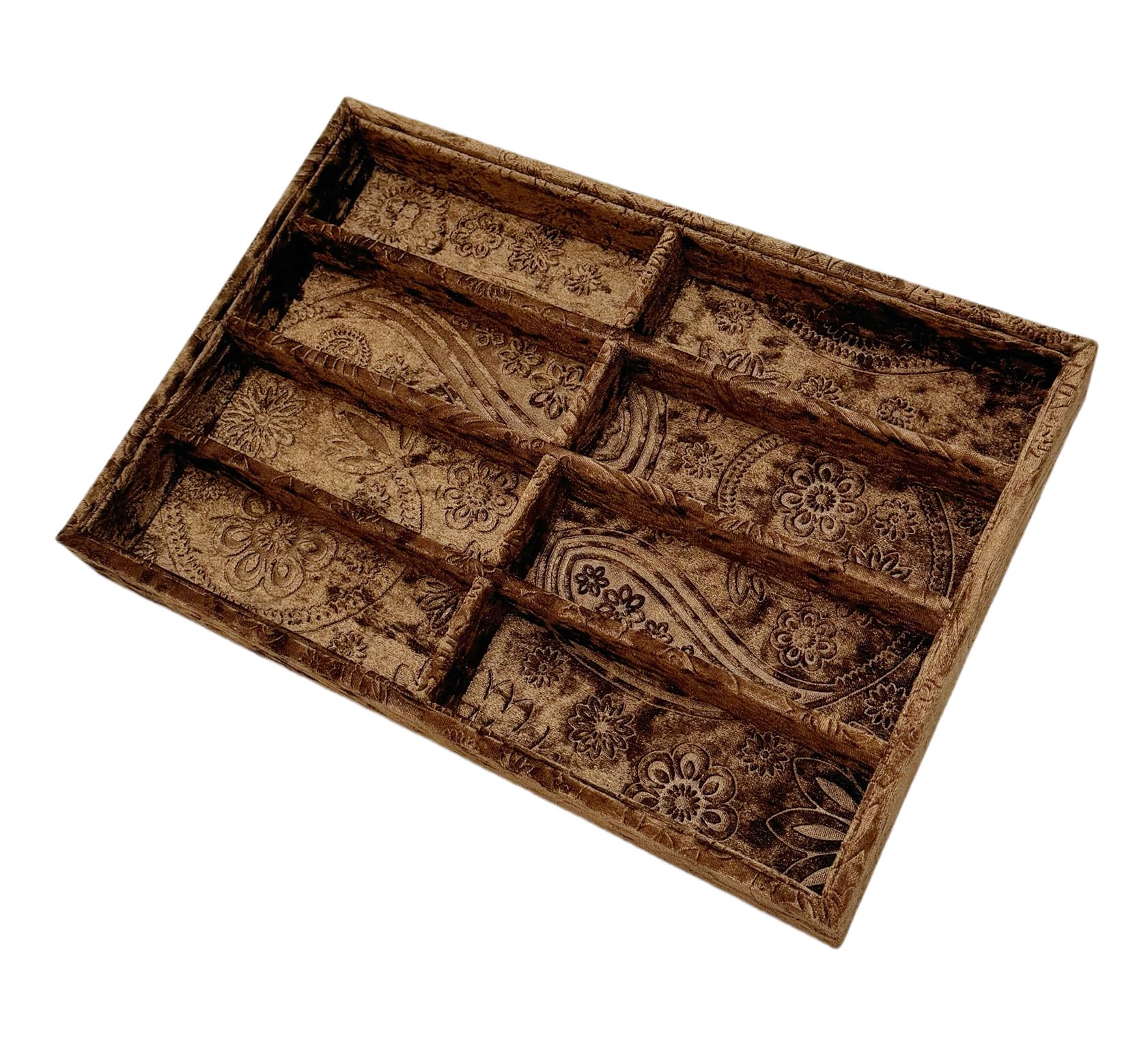 AgentMoon Extravagant Sunglasses Storage Tray,Jewelry Display Organizer.Nightstand Clutter Tray.Special Velour Lining,Combination of Decoration and Durability Luxurious Tray. (Embossing Coffee)