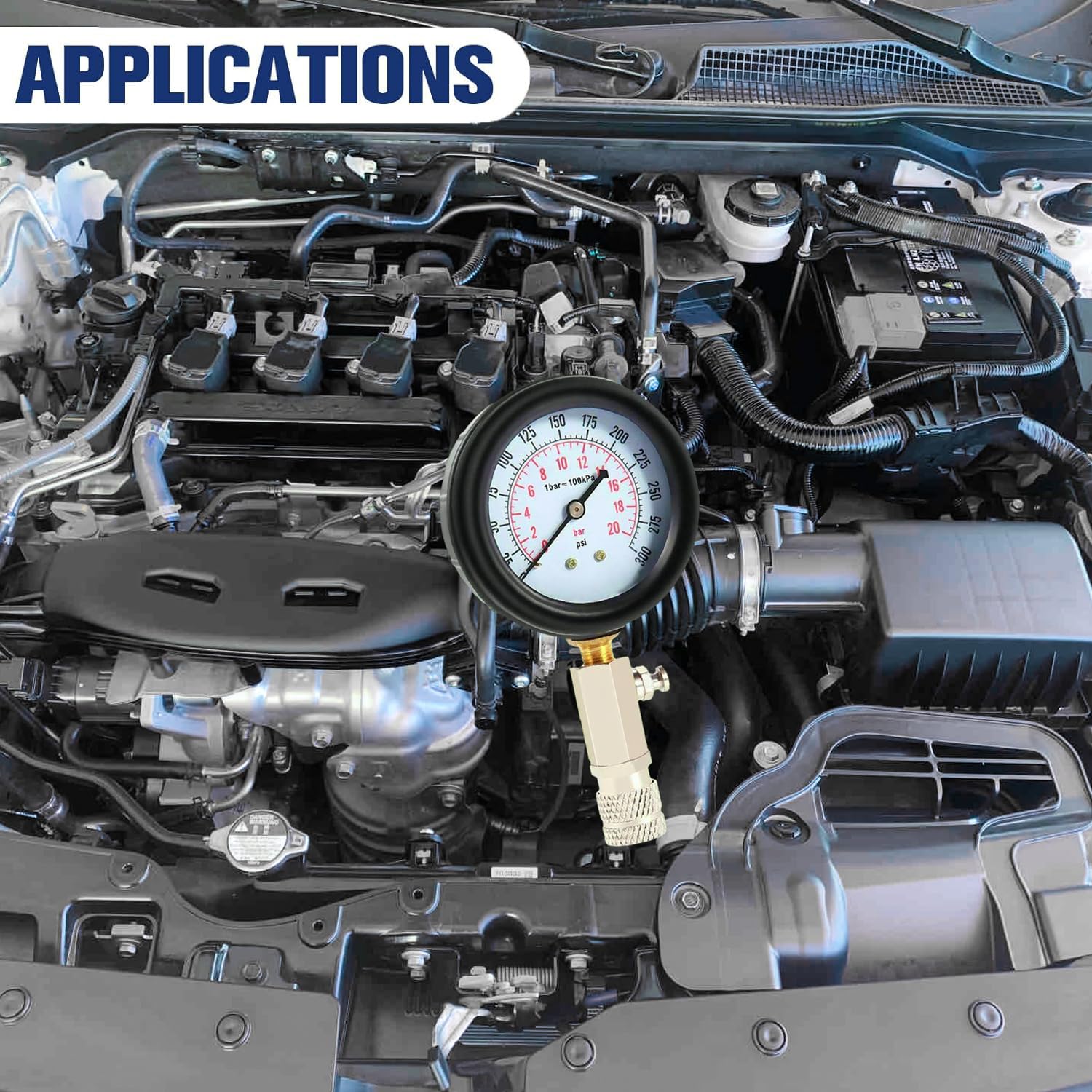 Kompressionstester Kompressionsmessgerät für Benzin und Diesel Motor öldruckprüfer Motorrad Kompression prüfen meßen Kfz M10 M12 M14 M18 0-20 bar & 0-300 psi
