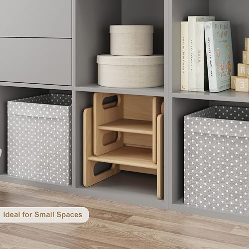 Miniatura 7 de Montessori - Juego de mesa y silla de destete, madera dura, escritorio para lectura de niños pequeños, hora de aperitivos, sala de juegos, cubo de