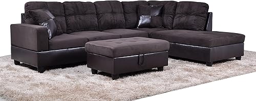 Miniatura 2 de Juego de sofá de lujo ligero de 3 piezas con almohada suave y silla de almacenamiento, fácil de montar