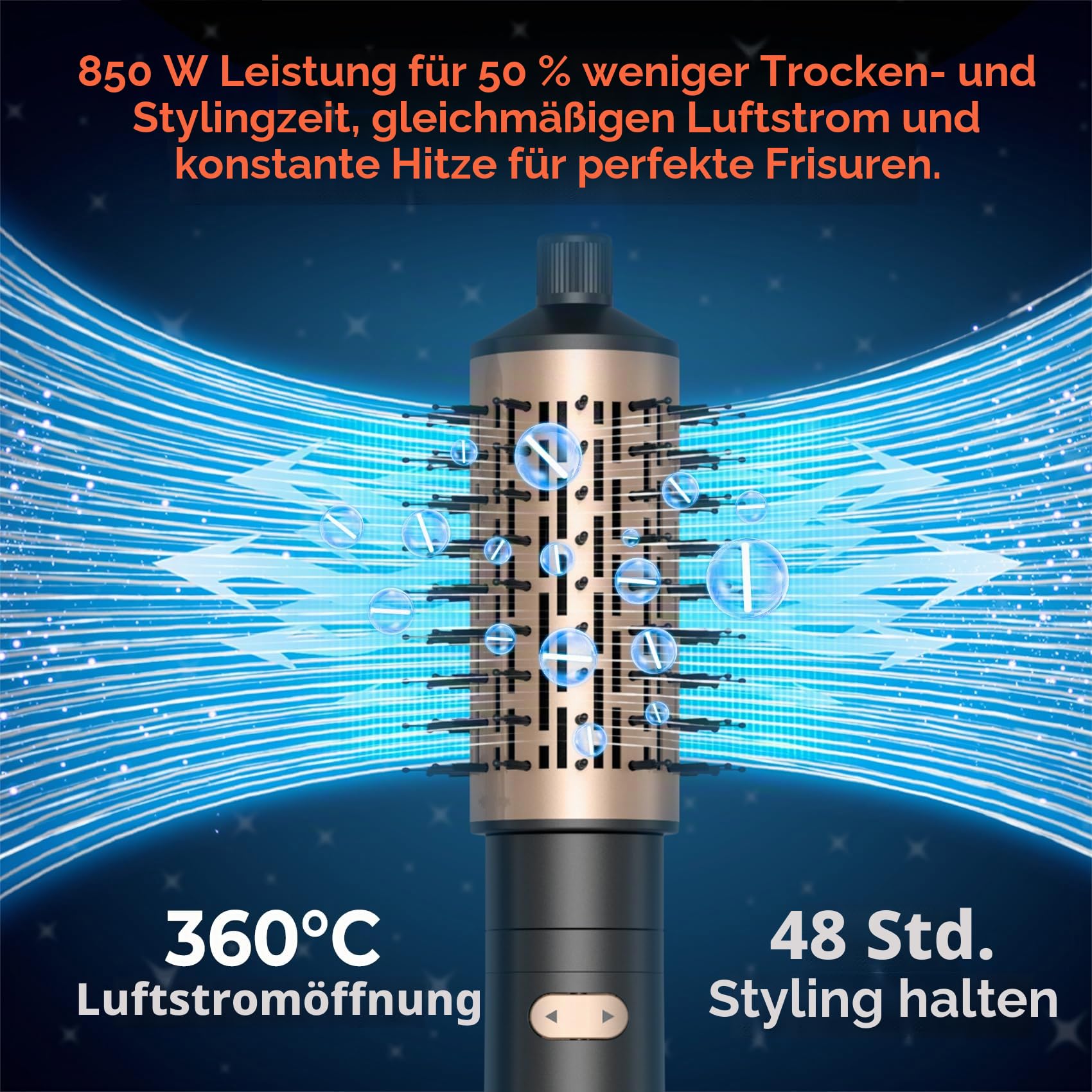 3 in 1 Rotierende Warmluftbürste Rundbürstenföhn Automatischer Lockenstab große Locken 38MM/50MM, Negative Ionen Föhnbürste für Lockig/flauschig/glatt/föhnen