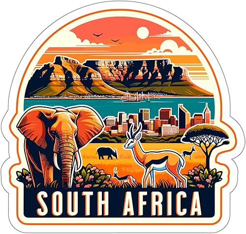 Adhesivo de viaje vintage de Sudáfrica, vinilo pequeño impermeable para botella de agua, taza, libro de pasaportes, cuaderno de recortes, portátil,