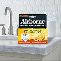 Vista 8 de Airborne Comprimidos efervescentes de apoyo inmunológico, sabor a naranja picante, 10 unidades con 1000 mg de vitamina C + vitaminas A, D, E, zinc