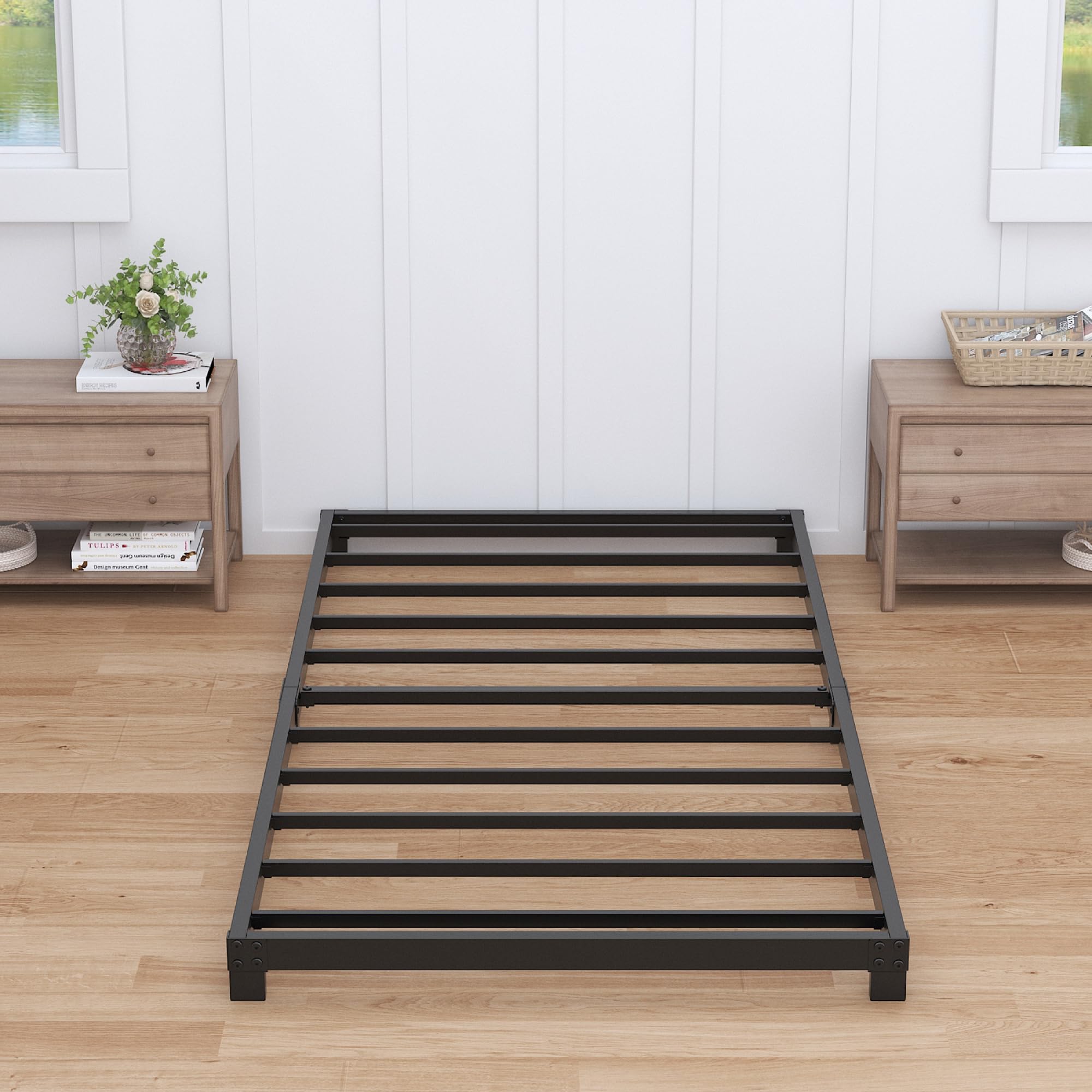 Twin Size Bed Frame Metal Platform 4 inch Bed Base