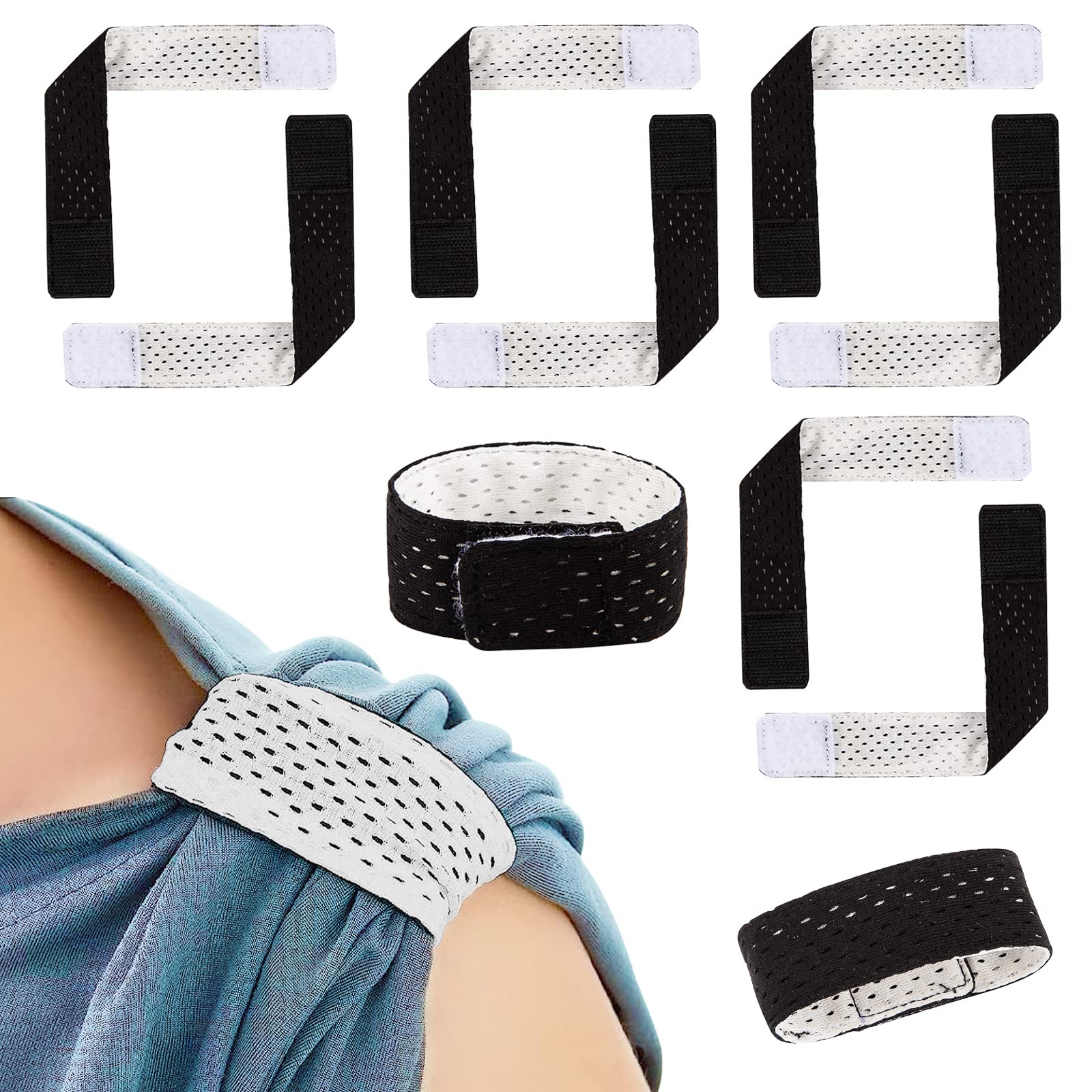 Yxmeiguo5 Pairs Jersey Sleeve Bands, Soccer Softball Sleeve Ties, T Shirt Sleeve Holders Soccer Sleeve Scrunchies Sleeve Roll Up Holder for Softball Baseball Soccer Sports Sleeve Straps for Shirts