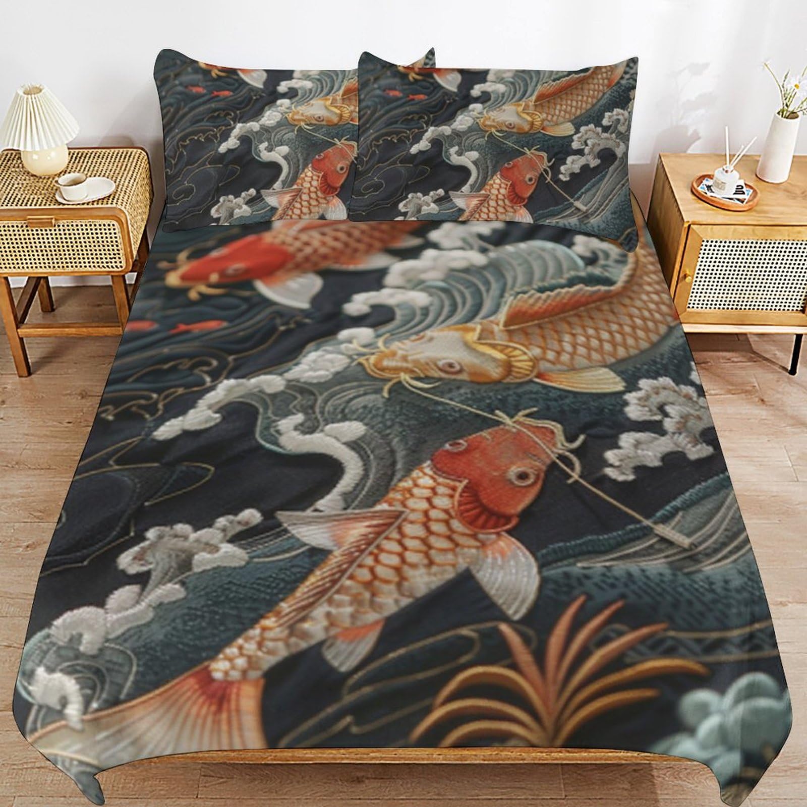 Ropa de cama de 135 x 200 cm con peces dorados para renovar el dormitorio juvenil este invierno