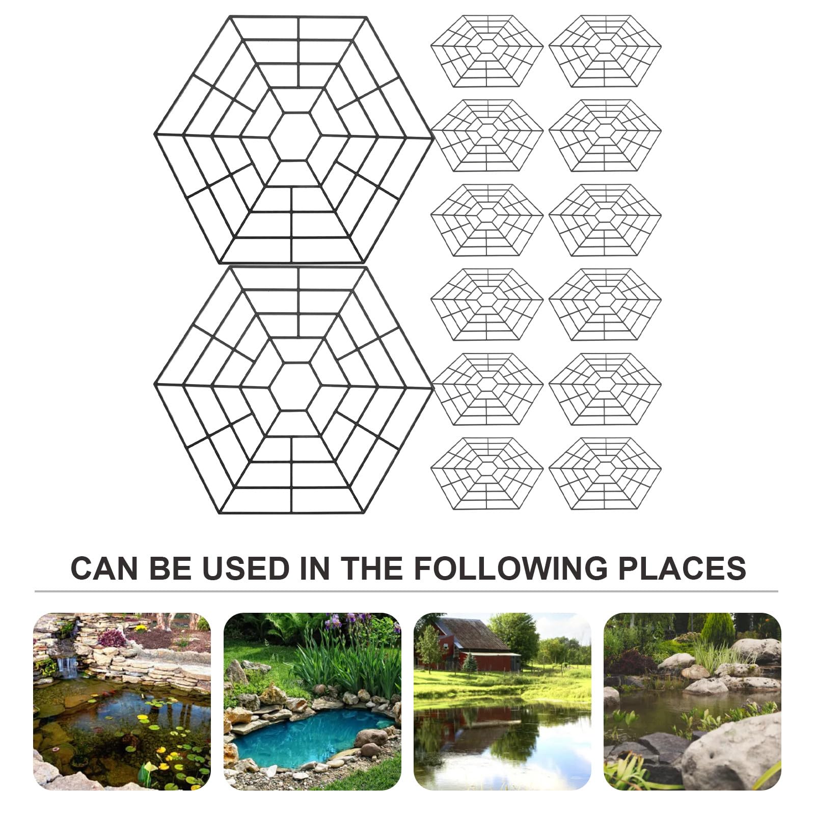 30 Unidades Red Protectora de Plástico para Estanques Forma Hexagonal, Material PP Resistente y Combinable para Mantener Seguros los Peces en Exteriores