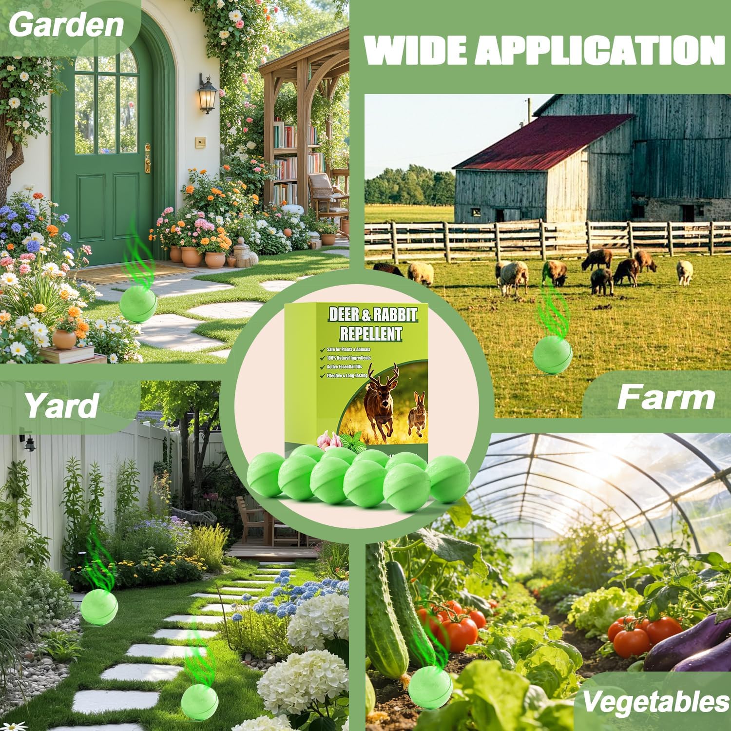 Deer Repellent 10 Balls, Rabbit Repellent Outdoor for Plants, Natural Deer Deterrent to Keep Rabbit and Deer Out of Garden Yard, Powerful Deer Deterrent for Backyard Plant Tree Flowers Vegetable
