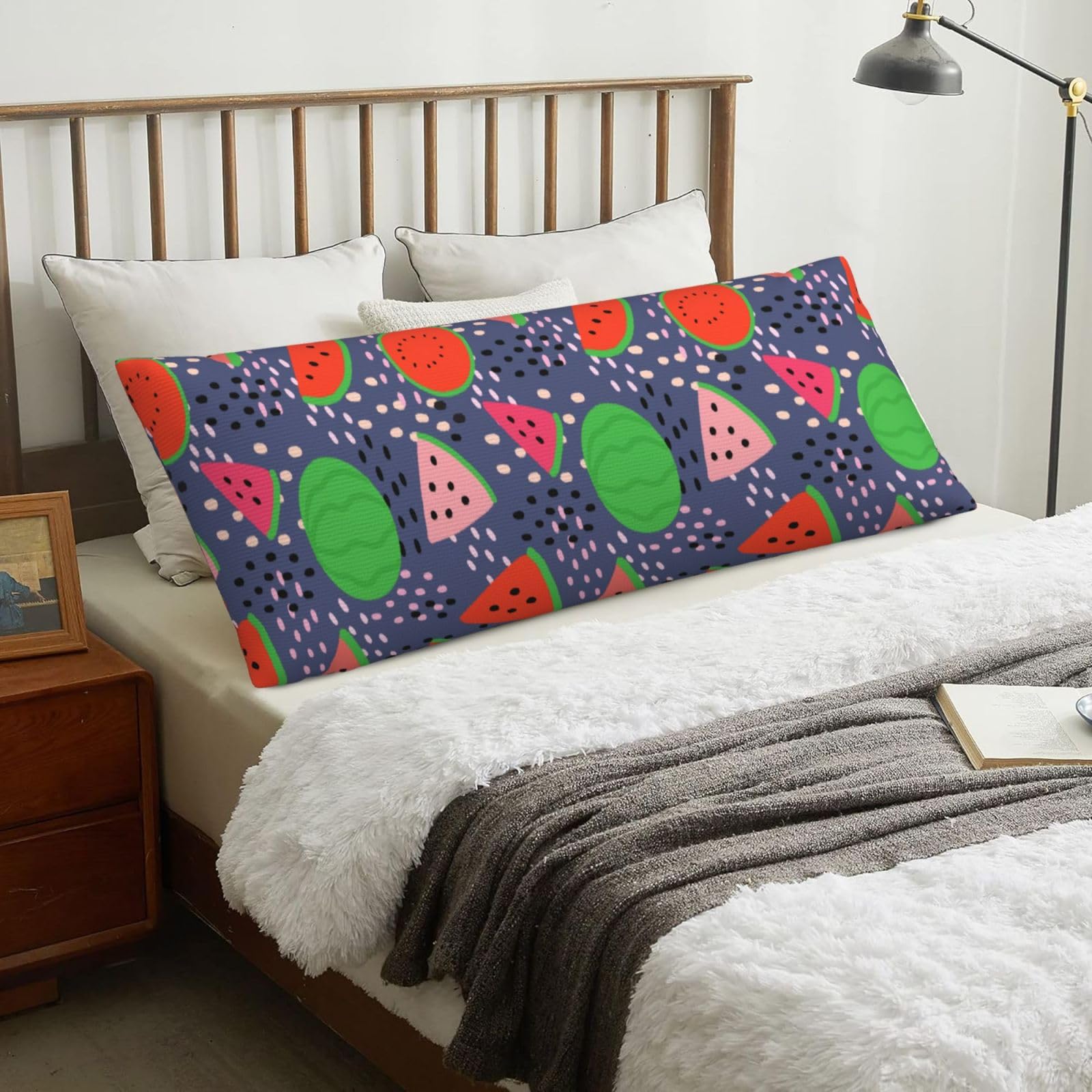 Summer Fruit Watermelon Design, Body Pillow Cover with Zipper,Long Body Pillowcase 20 x 60 in
