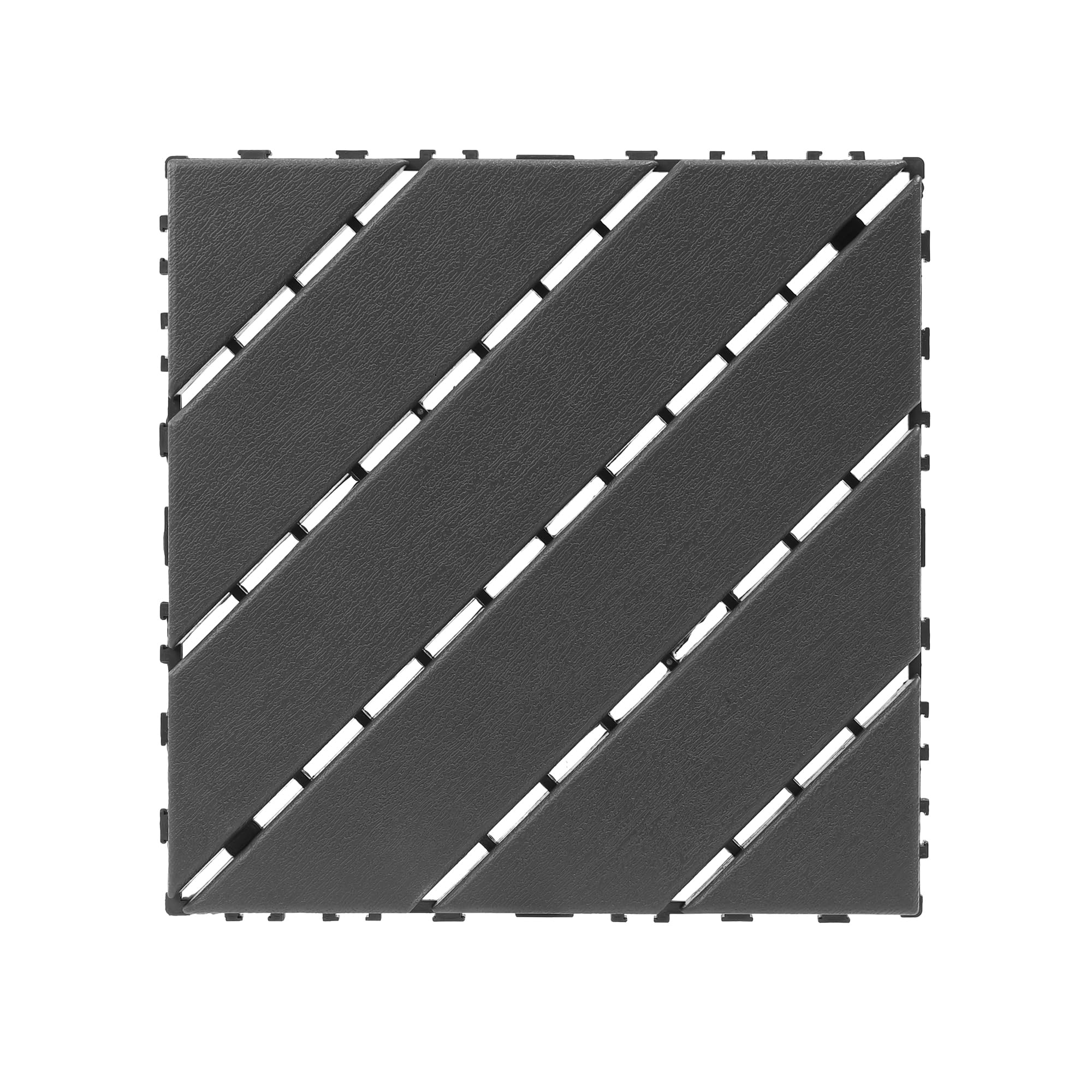 Płytki na klik, zestaw 44 sztuk, 30 x 30 cm, ciemnoszare, wodoodporne płytki tarasowe z tworzywa sztucznego, antypoślizgowe płyty podłogowe na balkon, do basenu i wewnątrz
