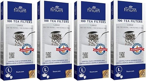 Paquete de 4 bolsas de filtro de té desechables grandes finum de 100 unidades