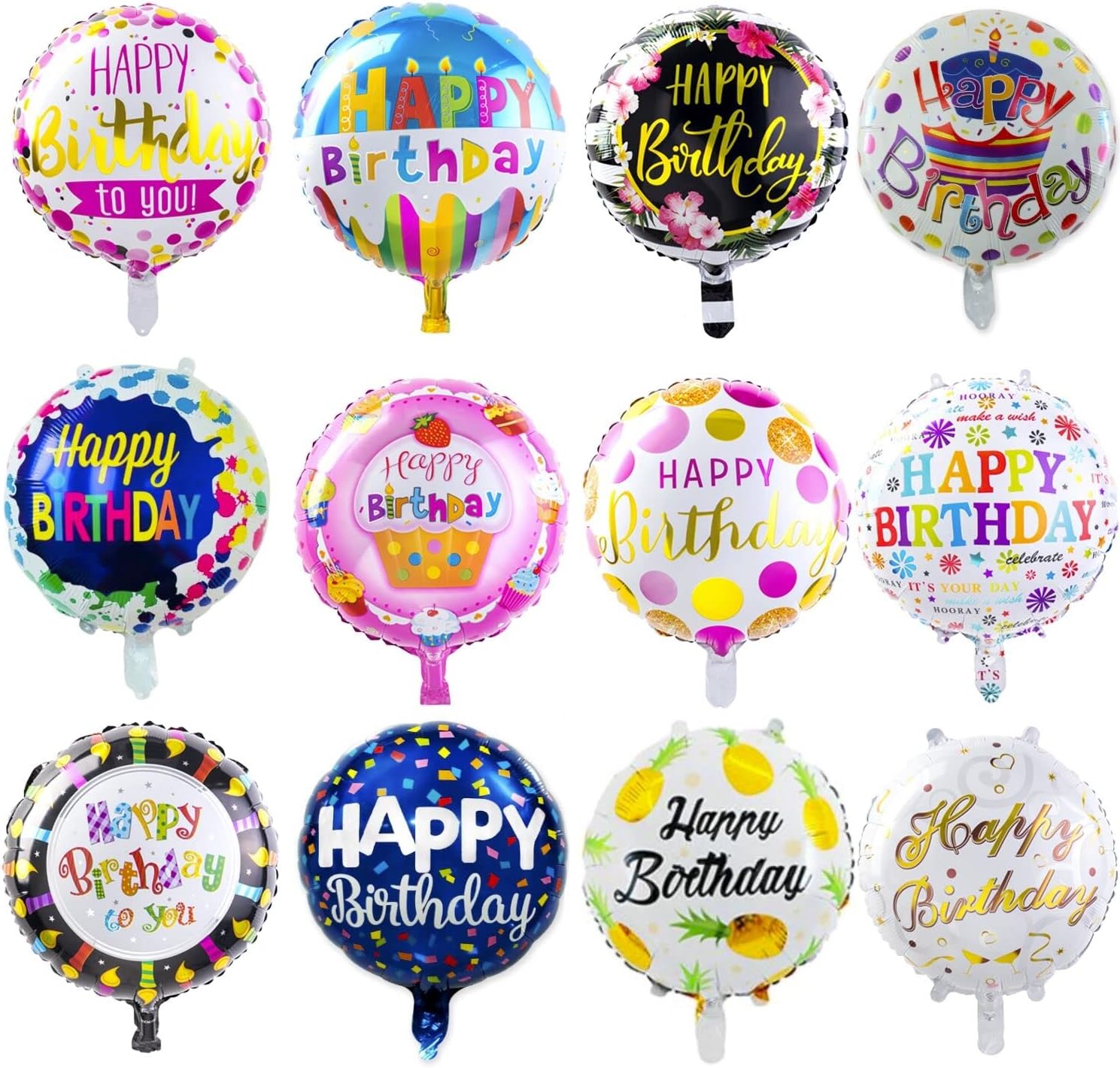 - Happy Birthday Aluminum Foil Balloons (50-Pieces) Helium Floating Mylar Balloon Party Decoration Supplies - 18 Inches Round Inflatable Balloons