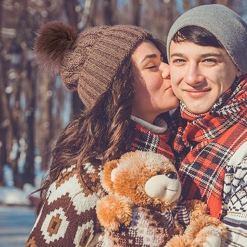 Miniatura 10 de Bememo 14 pompones de piel sintética para sombreros, pompones de piel sintética con lazo elástico para sombreros, zapatos, bufandas, guantes,