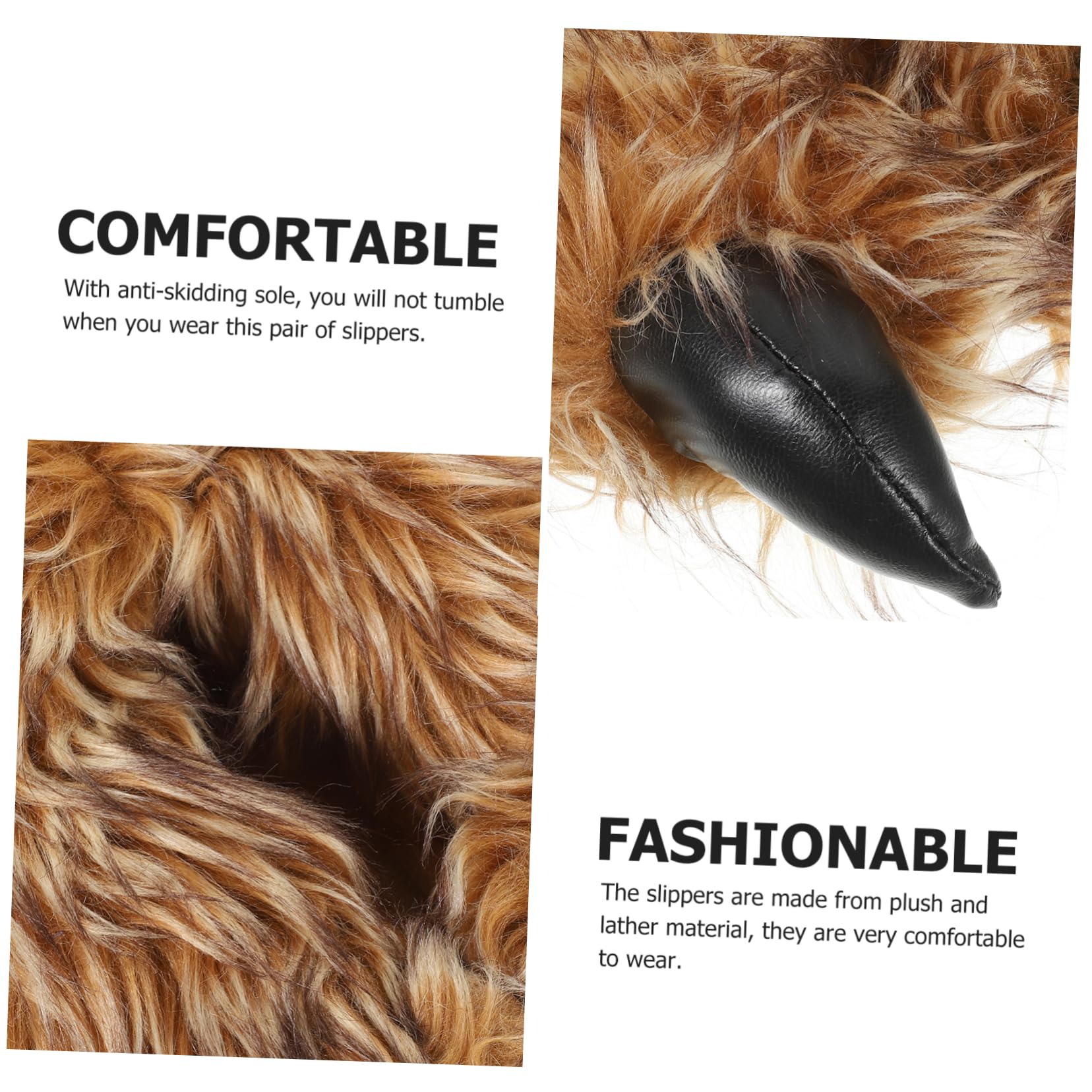 Pantuflas de Felpa de Oso para Interior, Talla 28cm, Marrón