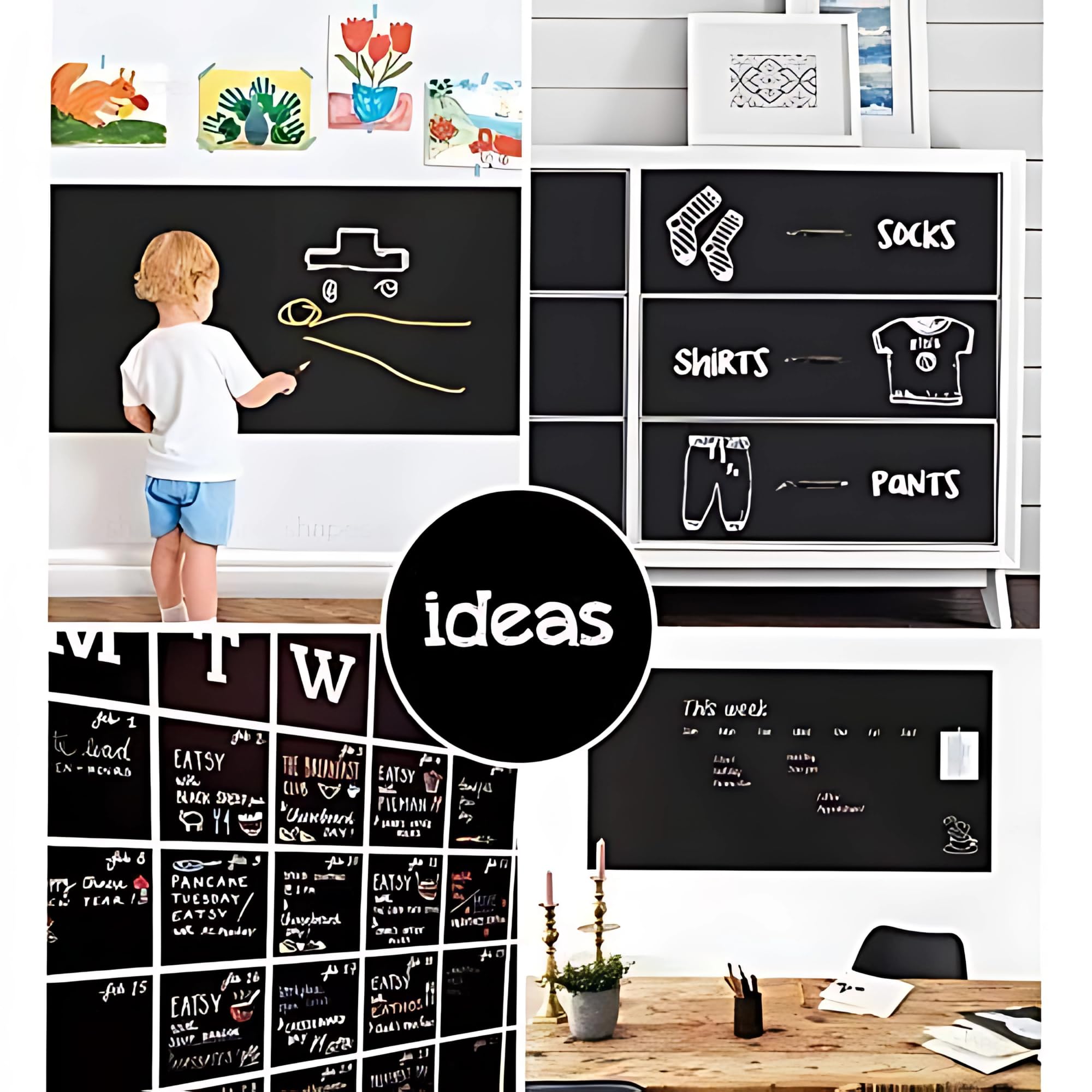 Crackles 45x200 CM Re Usable Blackboard Sticker for Kids | Self Adhesive Blackboard for Home, School, Office | Includes 5 Colorful Chalks | Easy Install, Perfect for Creative Learning -Pack of 1 3