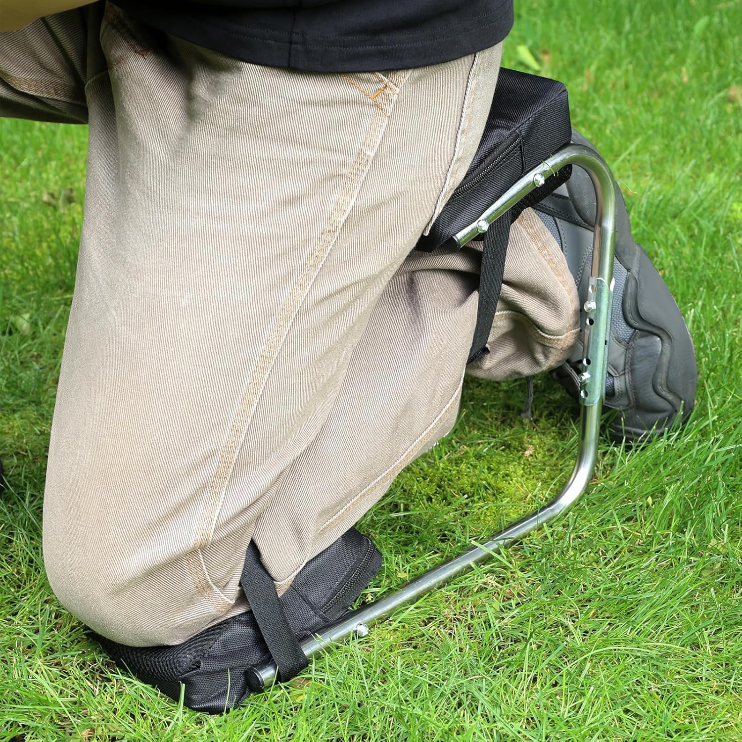 Rodillera Y Asiento De Acero Inoxidable Para Jardinería, Soporte Ergonómico Multifuncional Para Tobillo Y Piernas, Ideal Para Trabajos De Jardinería, Color Gris