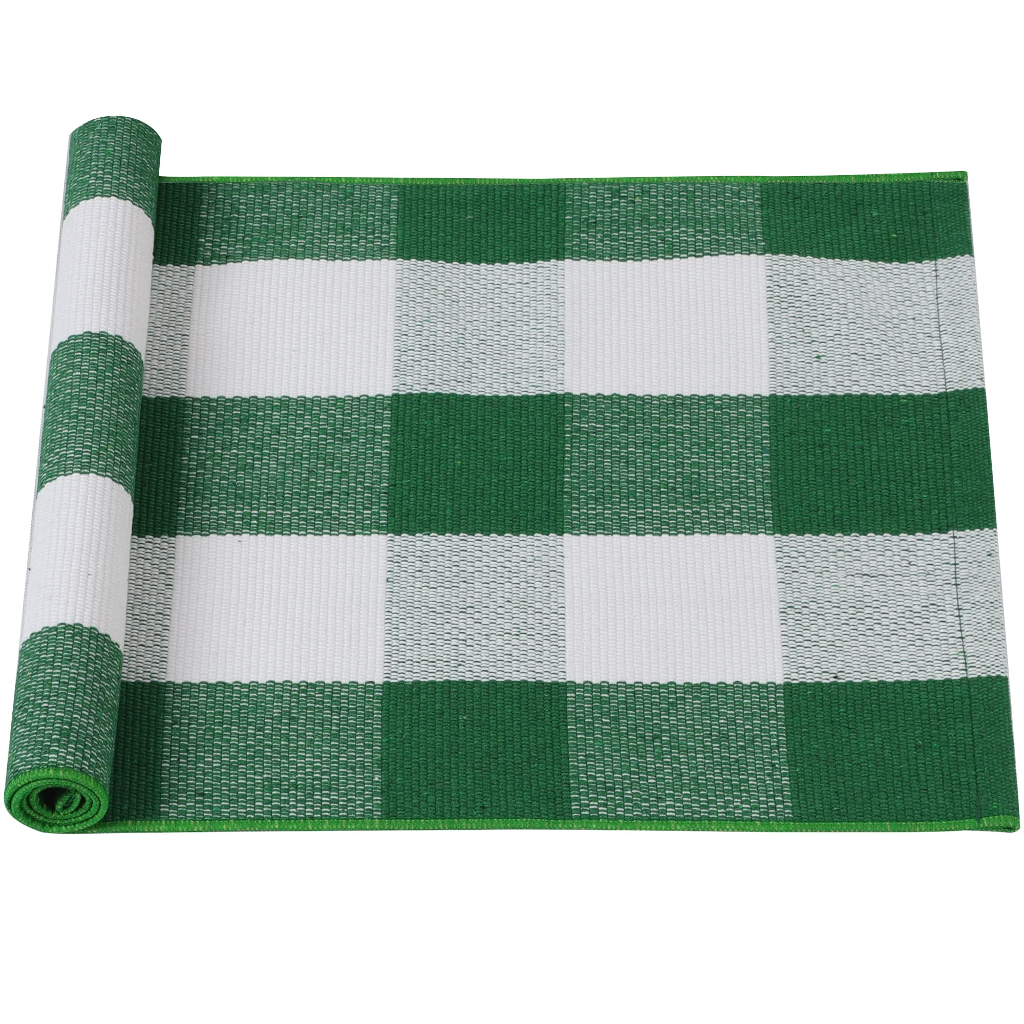 Tapis de sol en coton uxcell 45x71 cm vert et blanc pour porche