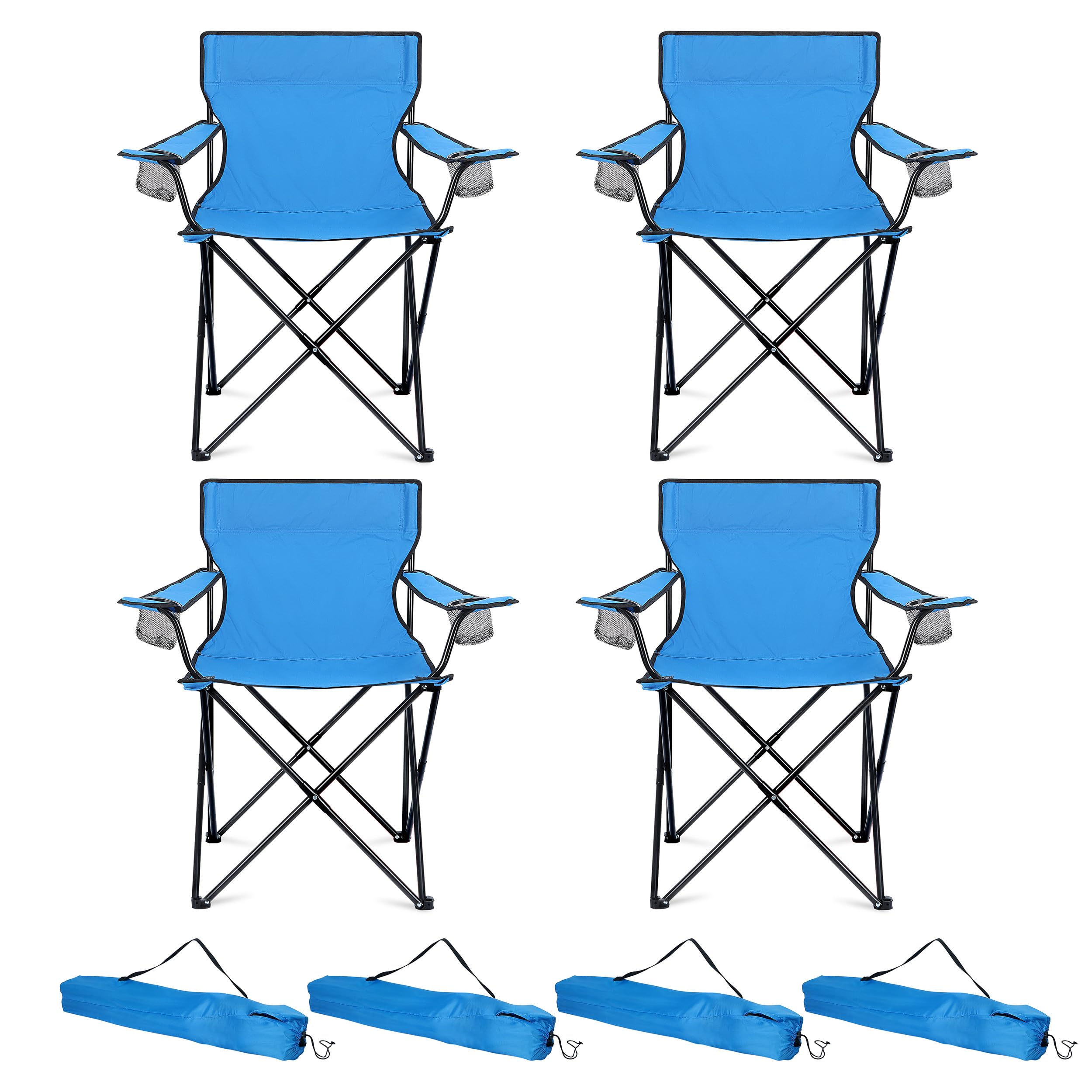 HaSteeL Camping Chairs, 4Pcs Oversized Folding Lawn Chairs for Adults