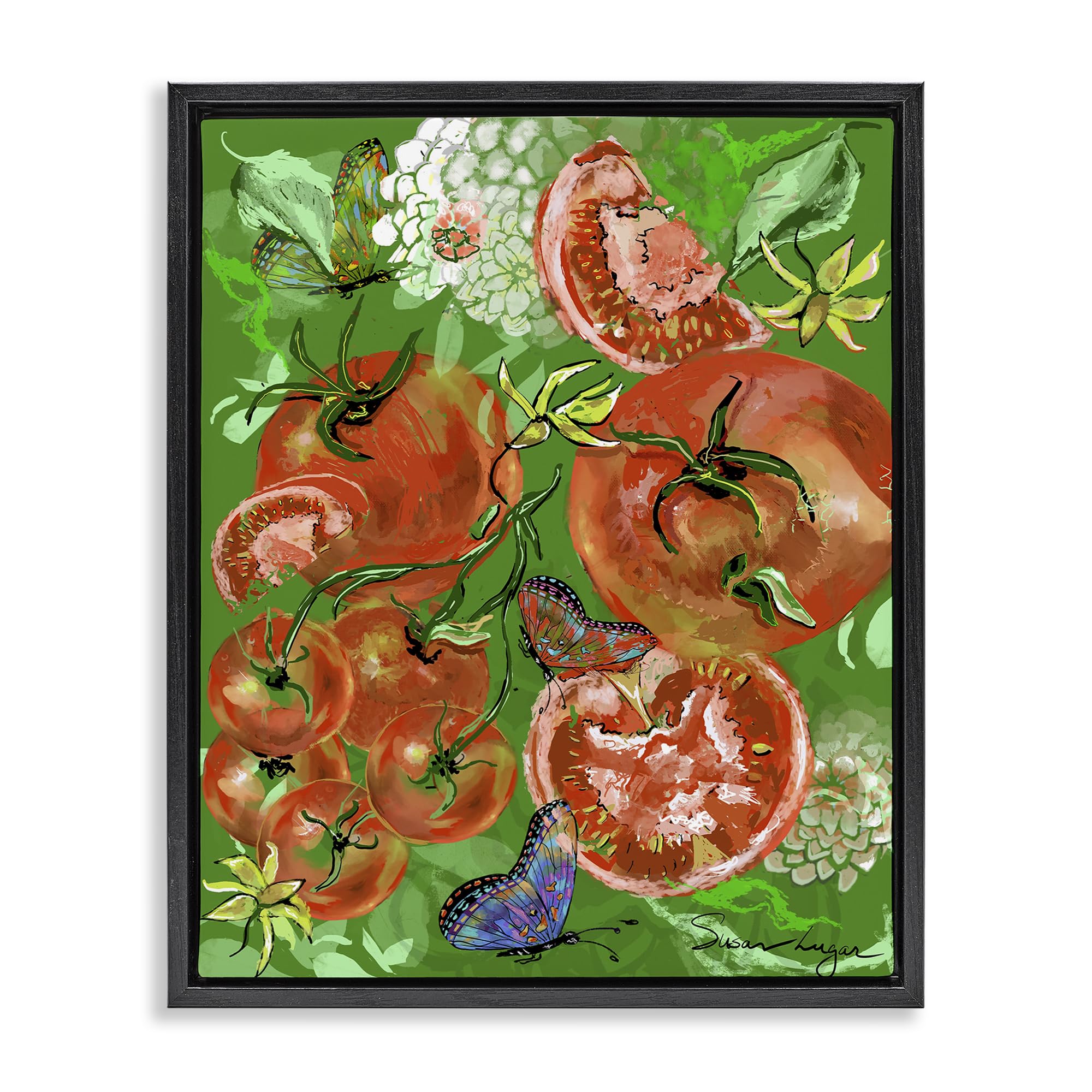 Stupell Industries 'Tomatoes Swirl Collage', Floating Frame Canvas Art, Black, 25 x 31 Inches, Easy to Hang and Sturdy, Made in USA, by Susan Lugar
