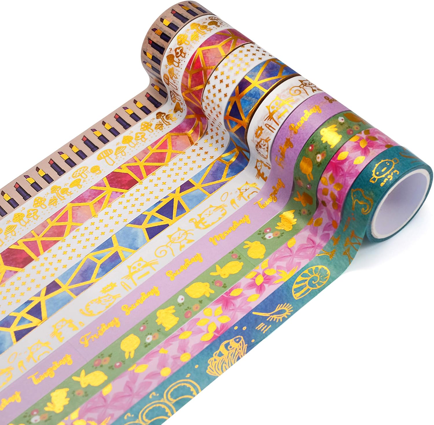 30 Rolls Gold Foil Washi Tape - 15mm Wide Japanese Masking Tape for Scrapbook, Bullet Journal, Planner, Arts & Crafts : Arts, Crafts & Sewing