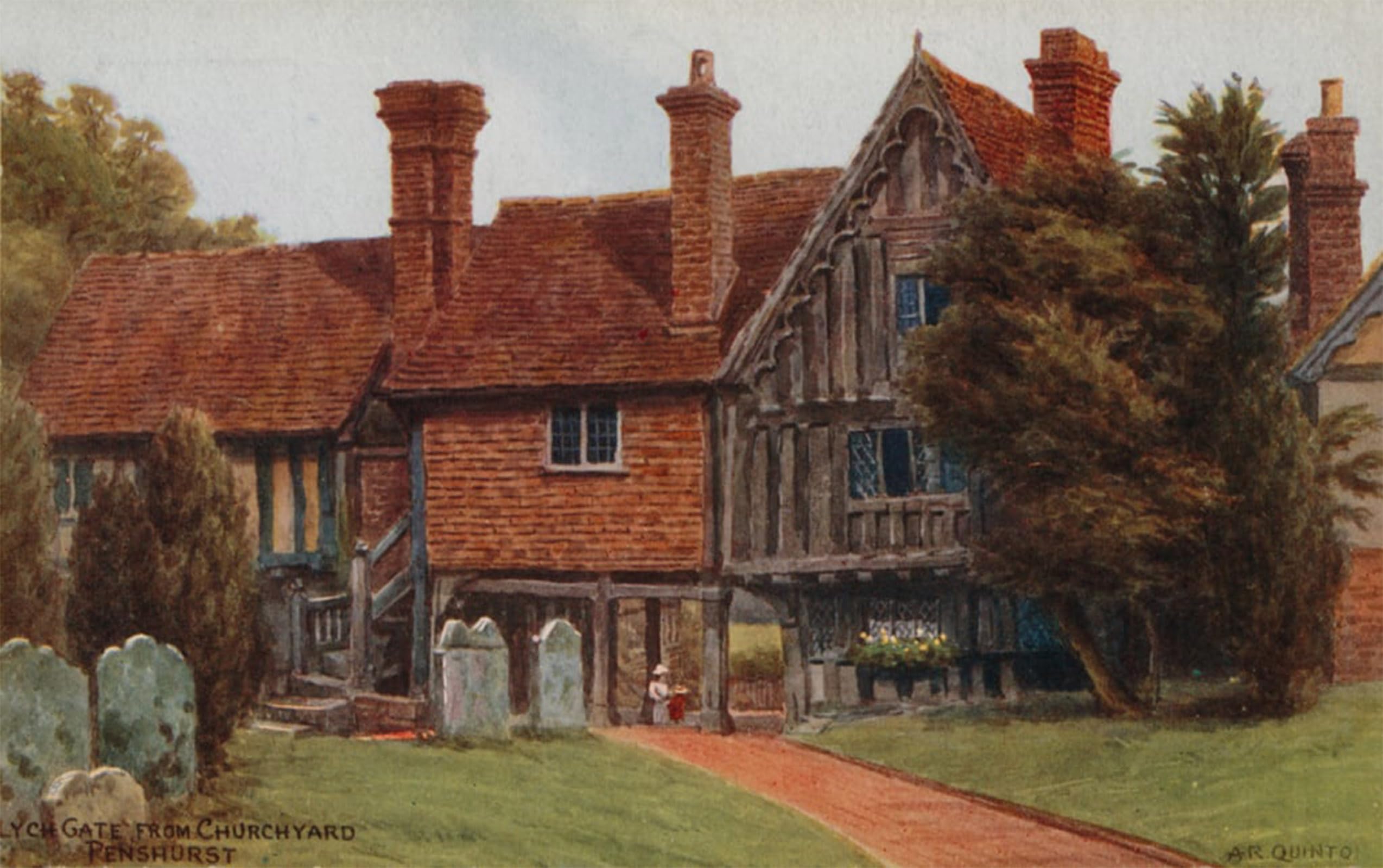 POSTERIIk Famous Print Pop Art Wall Art Graffiti Lych Gate From Churchyard Penshurst by Alfred Robert Quinton Art Prints for Home Decor 60x90cm