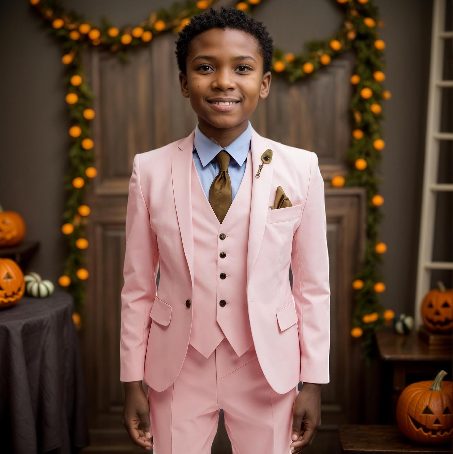 Boys Tuxedo Slim Fit Suits Three Piece Tuxedo Suits for Boys Formal Suits Wedding Outfit Blazer Vest Pants Set
