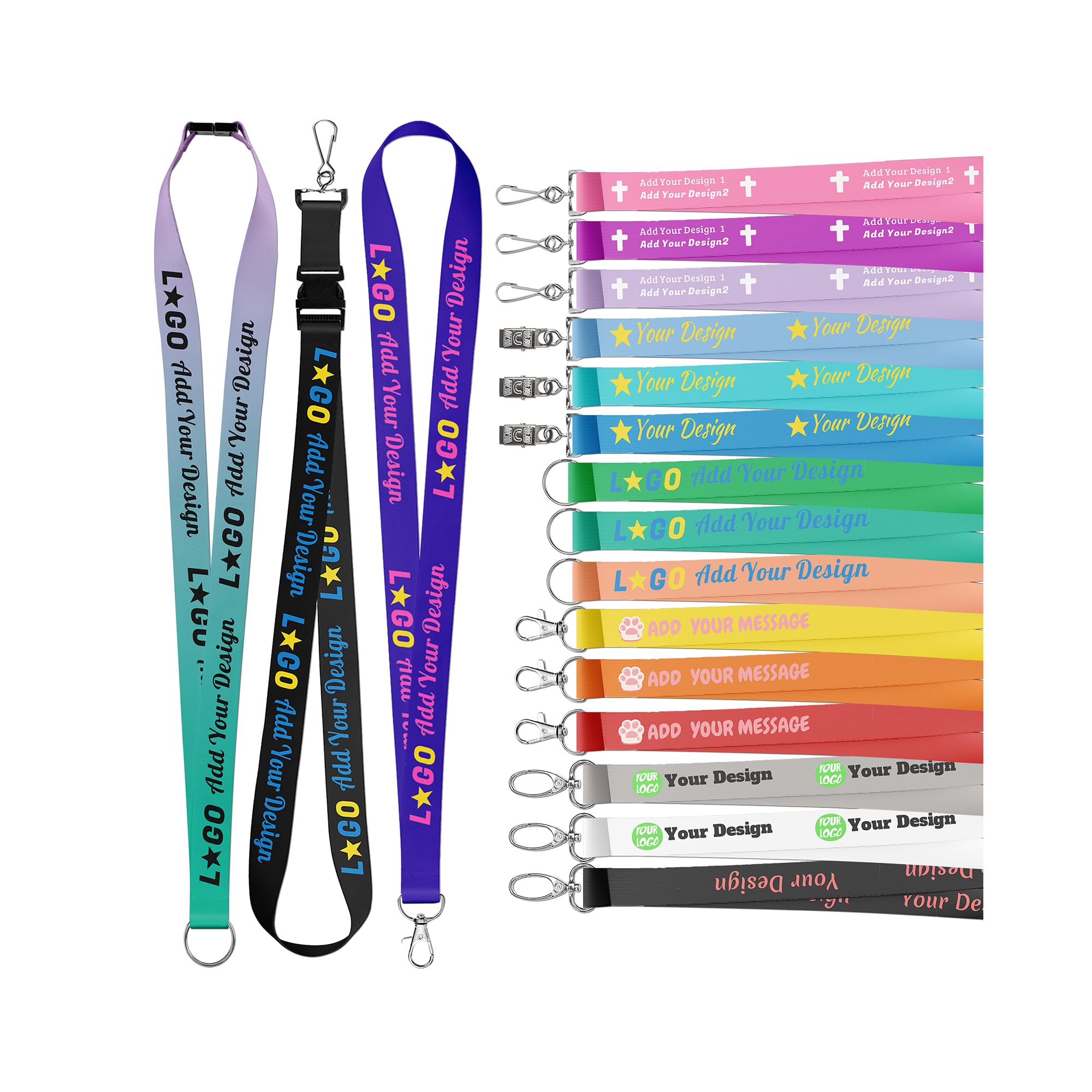 Custom Lanyards Personalized Neck Lanyards with Text Logo Icons for Company School Customized Polyester Lanyards bulk