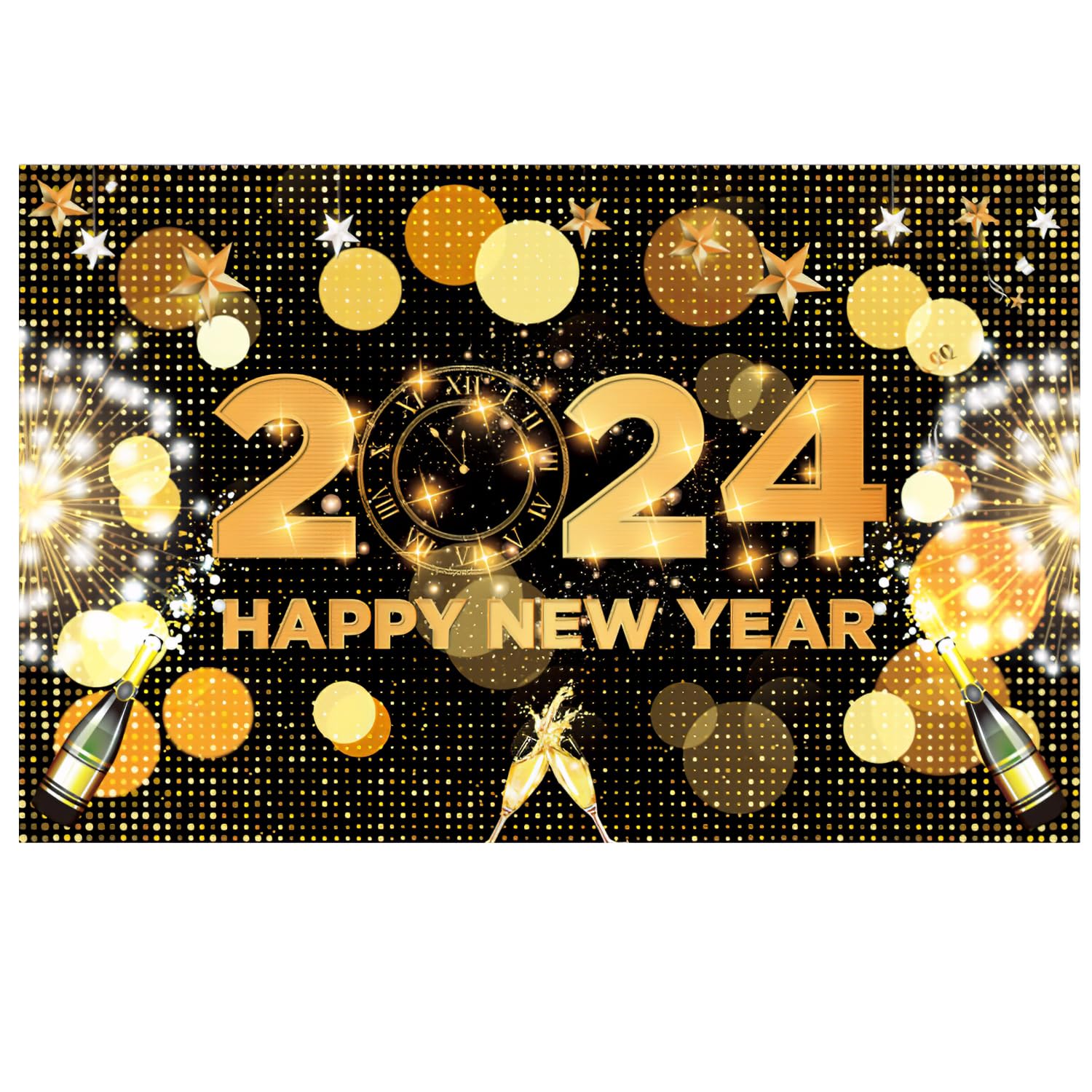 Sponsored Ad – 2026 Happy New Year Decorations, Happy New Year Backdrop Banner Black Golden Balloons Champagne Fireworks Photoshoot Studio Props Glitter Stars for New Year's Eve Party Decorations (Black and Gold)