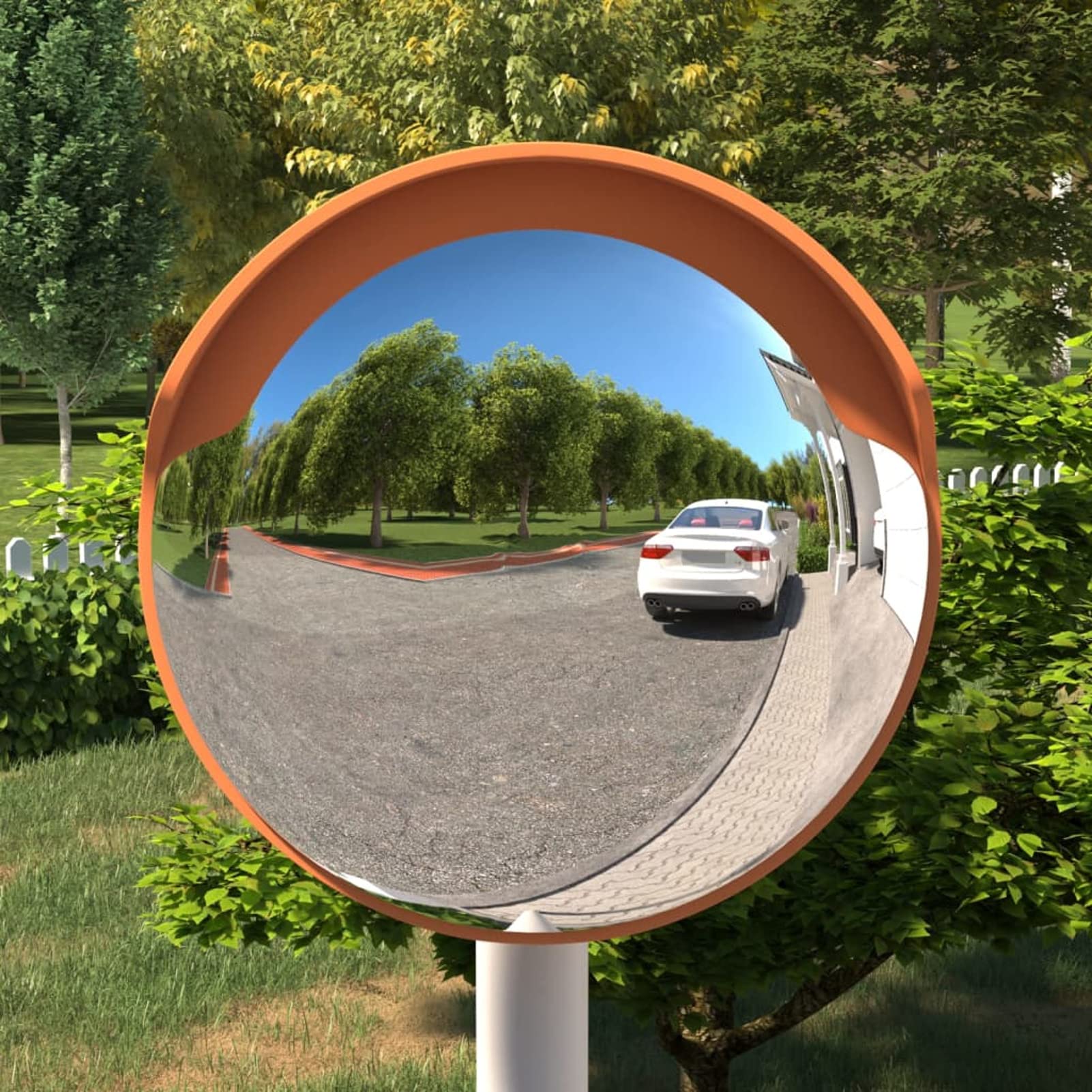 Homgoday Miroir de Circulation Extérieur Convexe en Polycarbonate, 30 cm, Sécurité Routière, Pare-soleil, Installation Facile