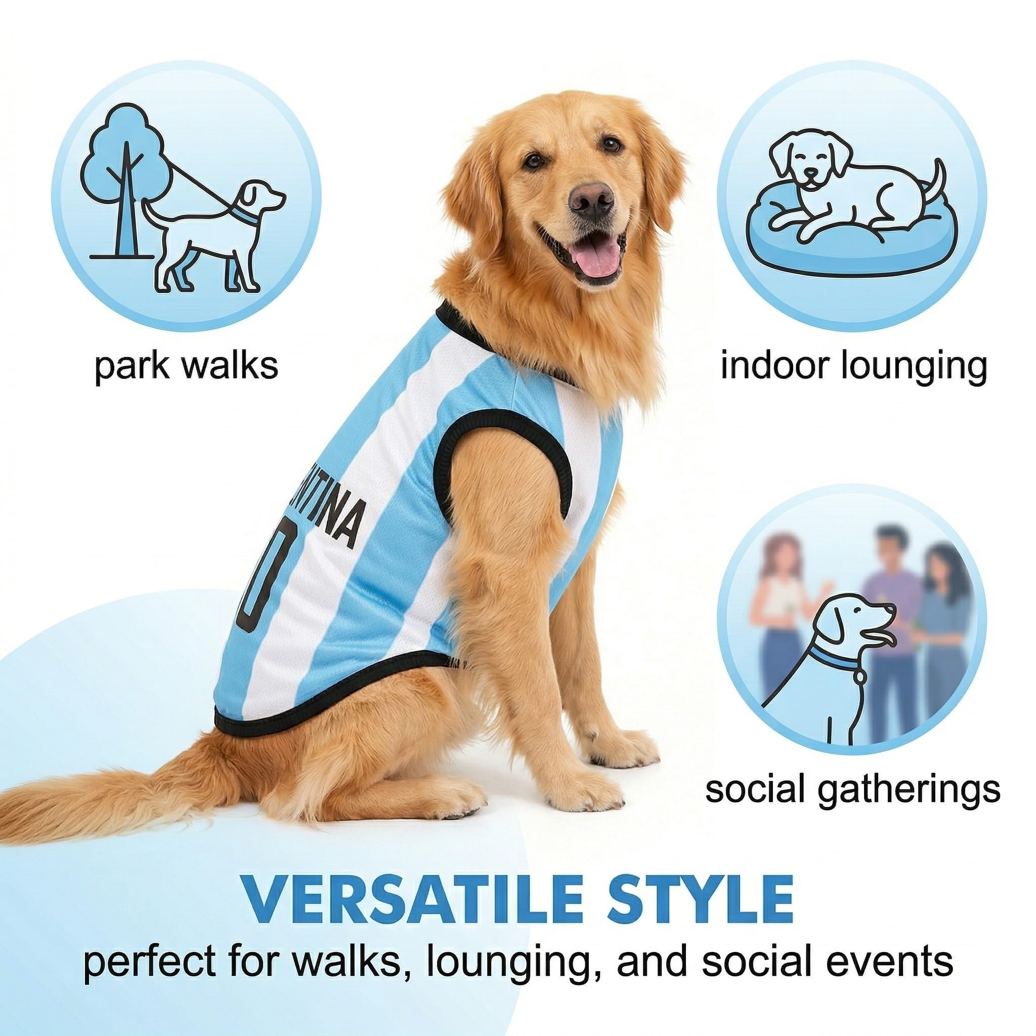 Canotta Cane Maglietta Per Cani Maglia Cani Maglietta Cani Magliette Per Cani Maglia Cane Maglietta Cane Felpa Per Cani Maglietta Per Gatto Maglietta Per Cani Tifosi (L, Bianco Blu)