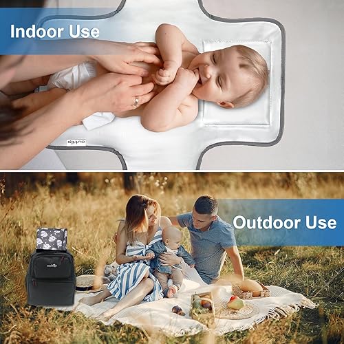 Miniatura 5 de Cambiador de pañales portátil con diseño de elefante lindo, impermeable, plegable, cambiador de viaje, reutilizable, lavable y compacto, para bolsas