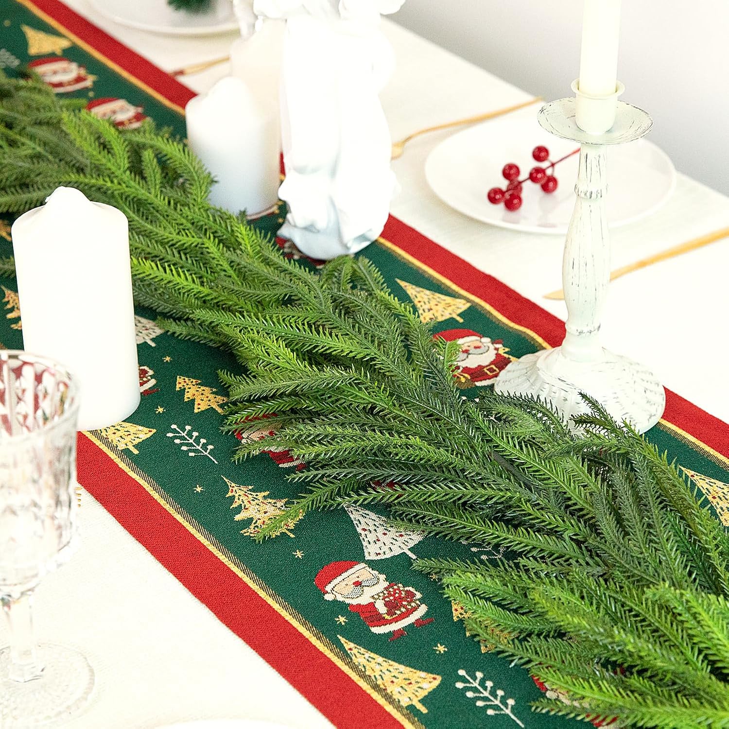 6 Ft Christmas Norfolk Pine Garland, Dense Norfolk Pine Realistic Touch Garland, Artificial Pine Greenery Garlands for Christmas Holiday Mantle Fireplace Table Home Decor - Image 7