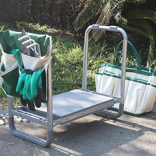 Miniatura 2 de PLKO Arrodillador y asiento multifuncional para jardín, resistente, banco de jardín plegable para arrodillarse y sentarse con almohadilla de EVA