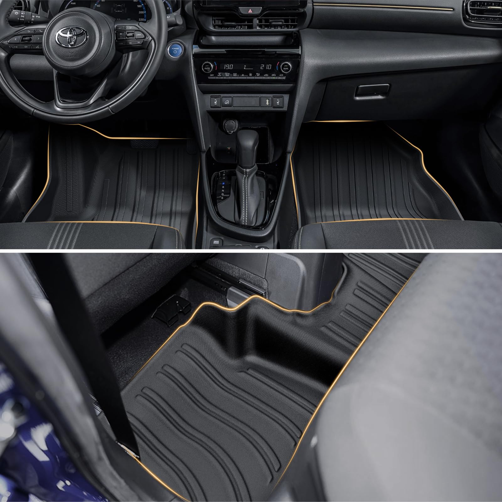 ECOZEN Alfombrillas Toyota Yaris Cross 2020-2026(Hybrid versión) de Goma para Coche 3D TPE Alfombrillas para Coche Antideslizantes talonera de Goma Reforzada de fijación para Todo Tipo de climas