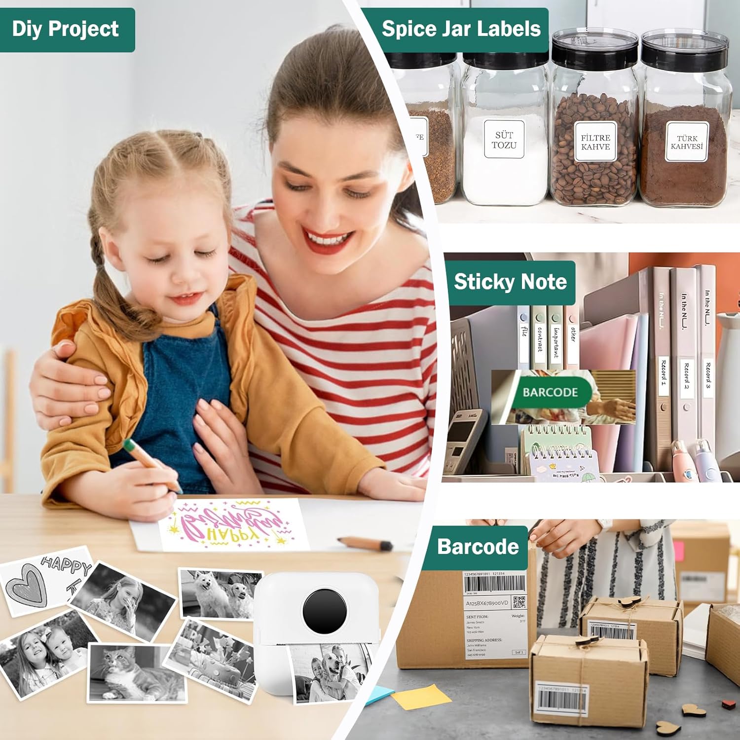 20PCS Mini Printer Thermal Sticker Paper,Including 10 Rolls of Adhesive Thermal 10 Rolls Multicolor Sticker Paper,For Photos,To-do Lists,Notes(57 x 25 mm) - Image 6