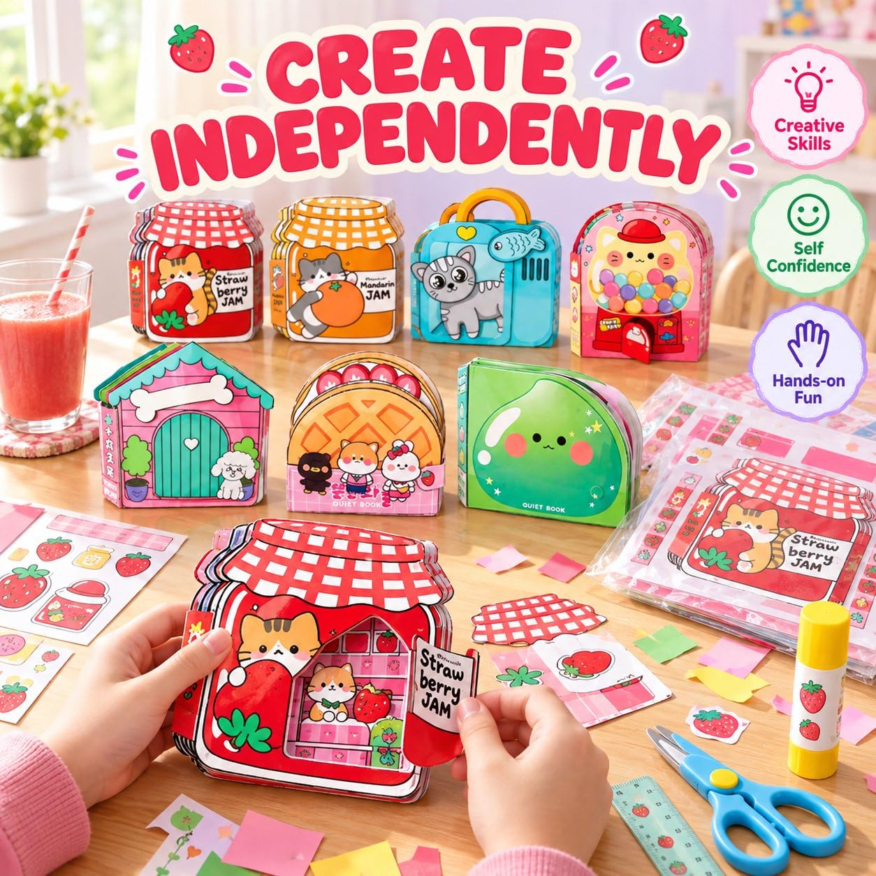 JWQFBC Bastelset, Strawberry Cat, style to 4