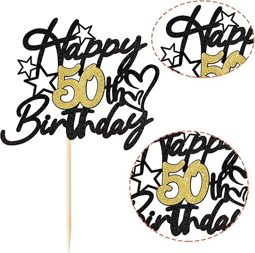 Miniatura 2 de 1 paquete de decoración de pastel de cumpleaños 50 con purpurina para 50 años, cincuenta y 50 años, fabulosa selección de pasteles de cumpleaños con