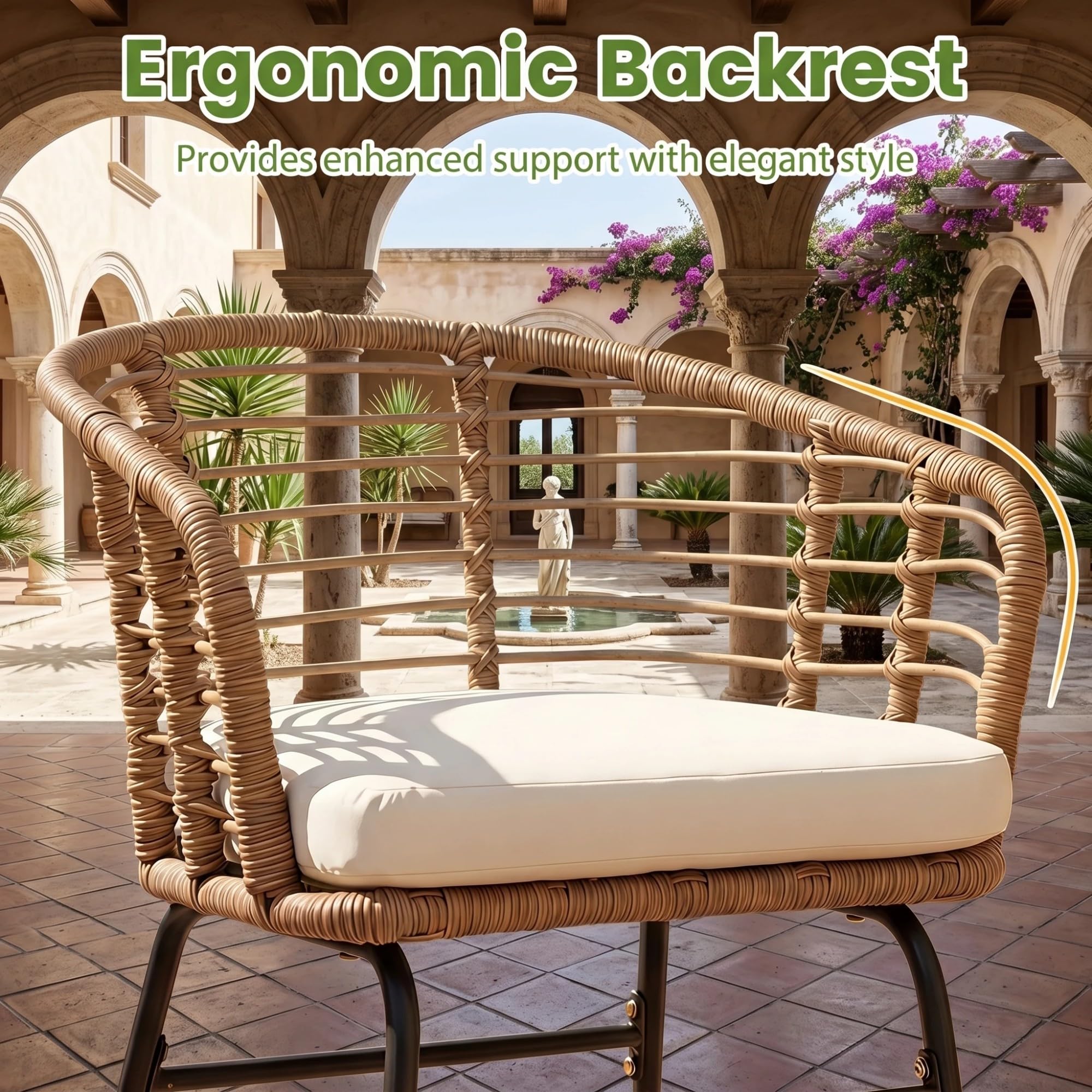 LIFEZEAL Ensemble de Jardin 3 Pièces pour 2 Personnes, Mobilier Extérieur Balcon avec 2 Chaises et 1 Table d’Appoint, 57 x 59 x 73 cm