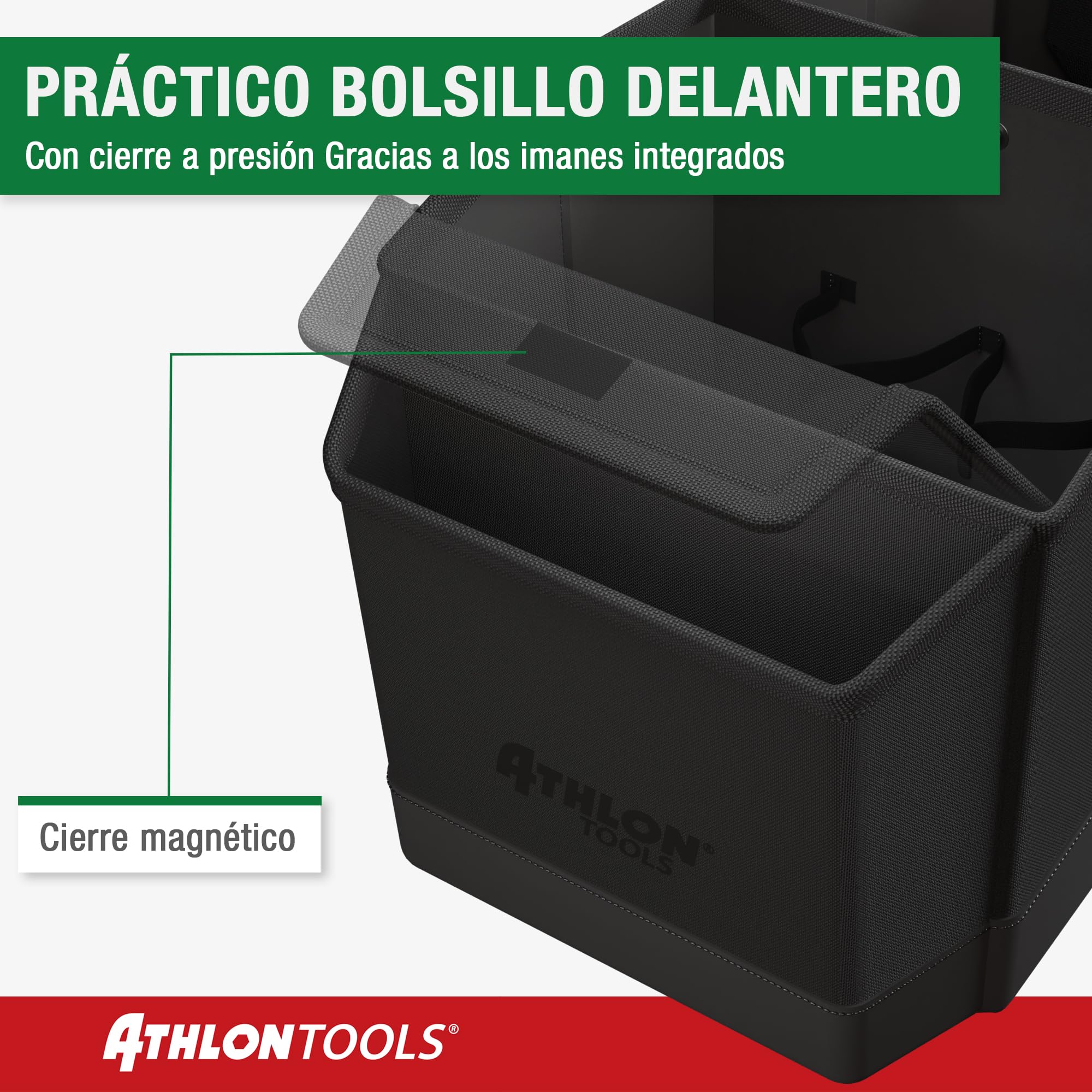 ATHLON TOOLS Organizador de asiento central prémium con tapa, versátil, para coche, espacio de almacenamiento inteligente con cierre magnético, fácil limpieza, viaje limpio y cómodo (negro)