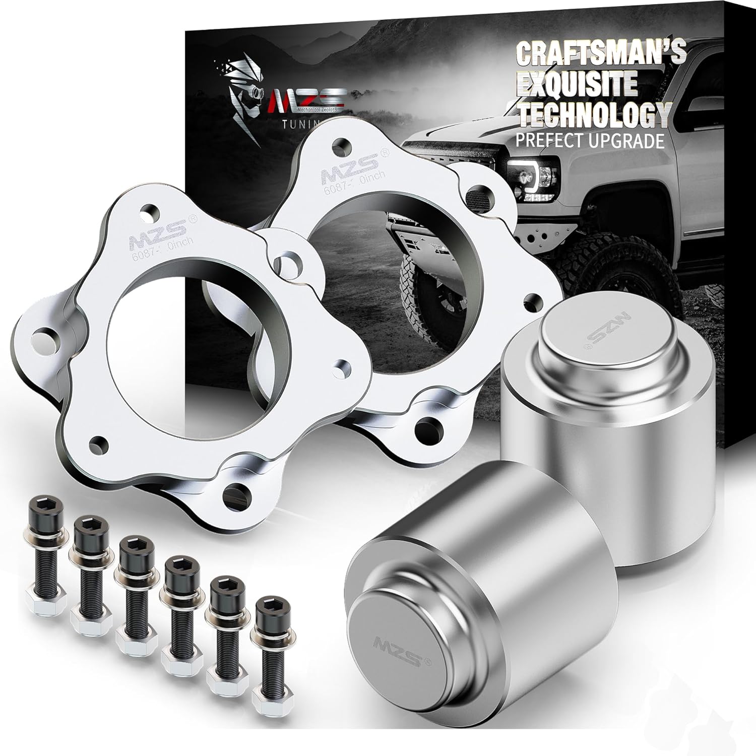 MZS Leveling Kit 3" Front Lift + 3" Rear Coil Spring Spacers Compatible with 2007-2020 Tahoe Suburban Yukon 1500/2007-2013 Avalanche 1500 2WD 4WD Aluminum