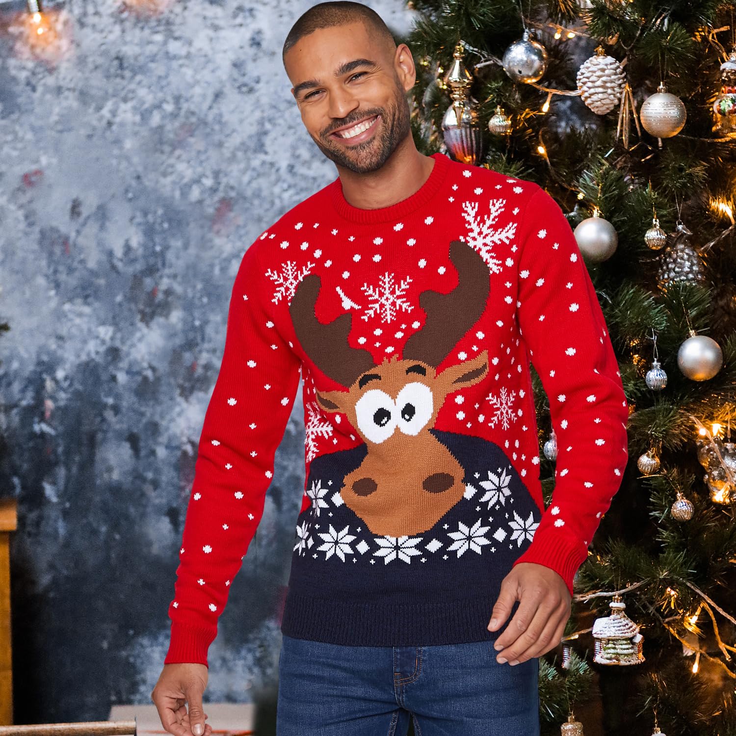 NOROZE Hombre Jersey Alce Feliz Navidad para de Navidad Reno Elfo Fútbol FC Novedad Jersey