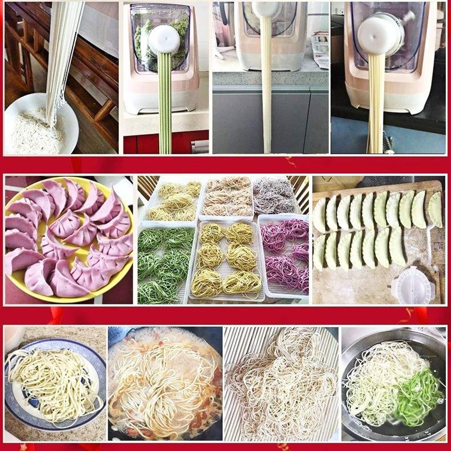 Nudelmaschine Elektrische Pastamaker Küchenzubehör mit 13 Schimmel Pastamaschine 260W für Handgemachte Frische Pasta,Spaghetti