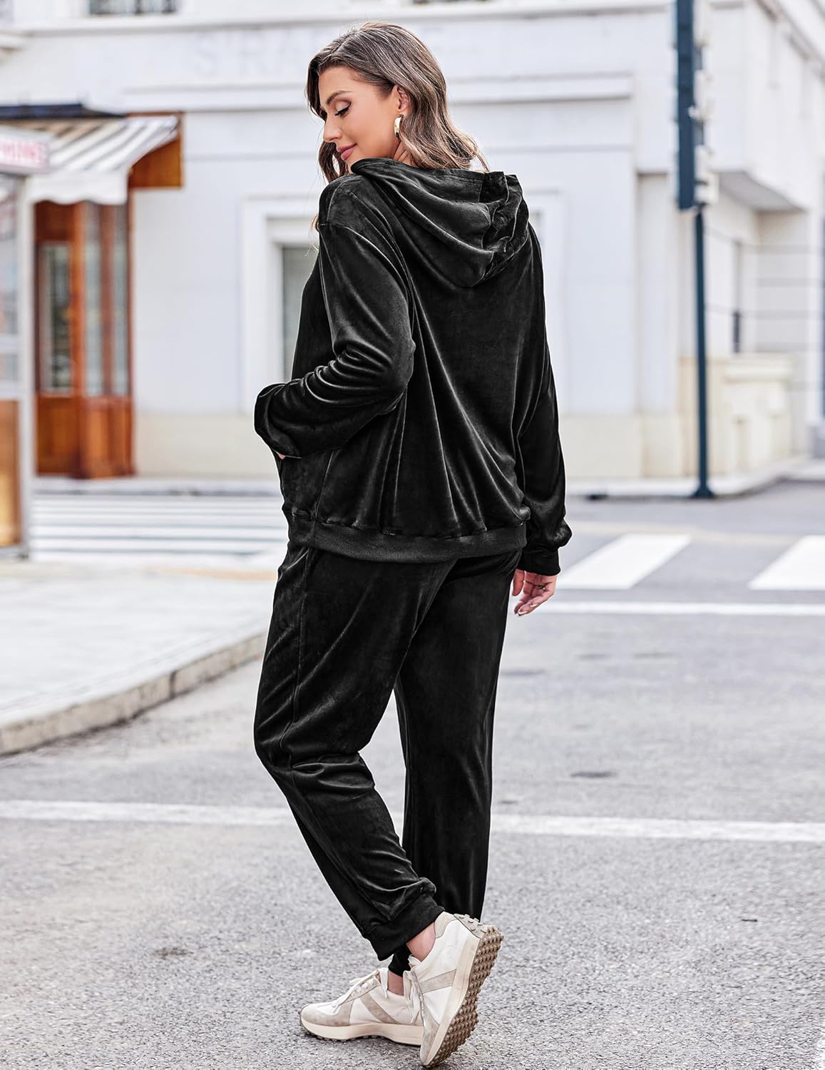 IN'VOLAND Plus Size Sweatsuits Set for Women 2 Piece Velour Tracksuit Fall Outfit Pullover Hoodie and Sweatpants with Pockets - Image 5