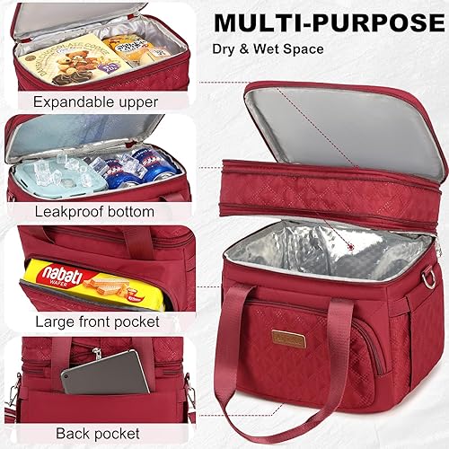 Miniatura 2 de Bolsa de almuerzo para mujer, lonchera de trabajo, bolsa de almuerzo aislada, bolsa grande expandible a prueba de fugas, bolsa de almuerzo para