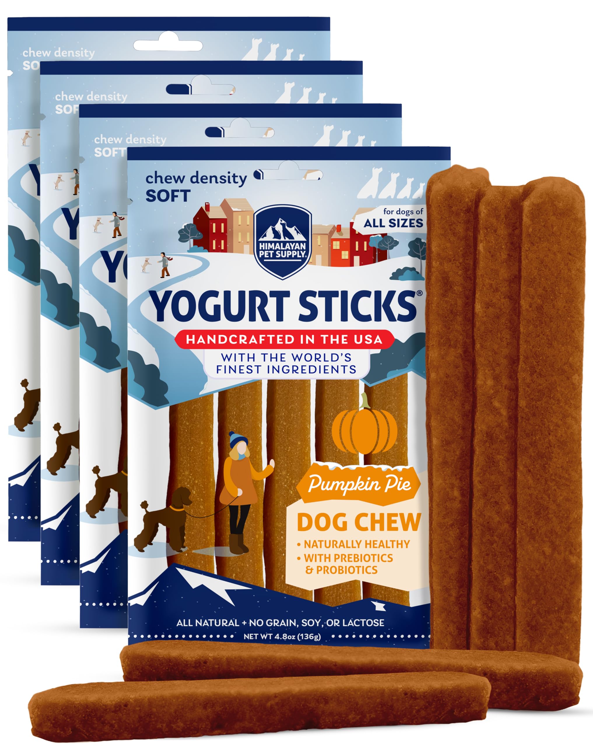 Himalayan Dog Chew Yogurt Sticks, Probiotic Treats, Pumpkin Pie, 20 Sticks