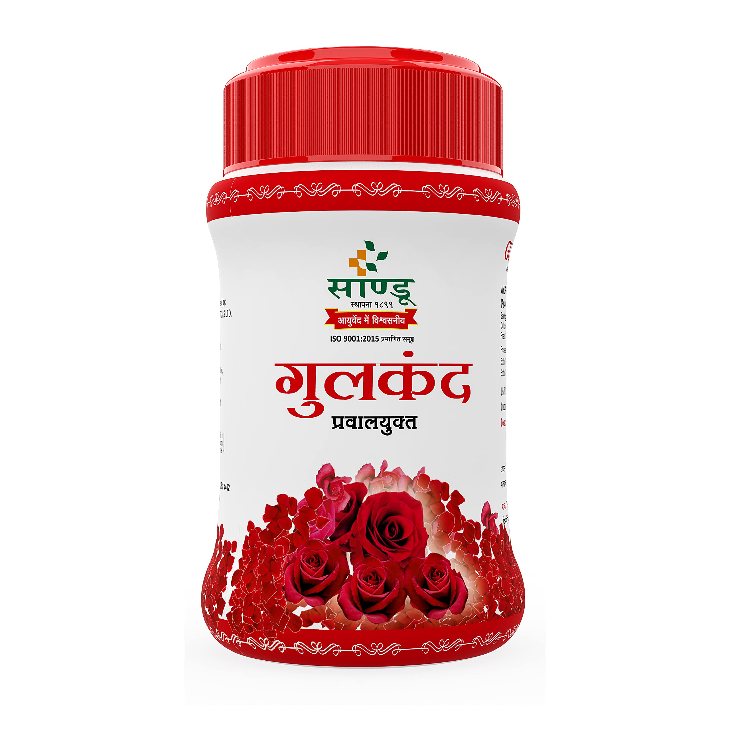 Sandu Gulkand (Pravalyukta) | Made Using Organic Hand-Picked Rose Petals | Excellent Coolant (400 g)