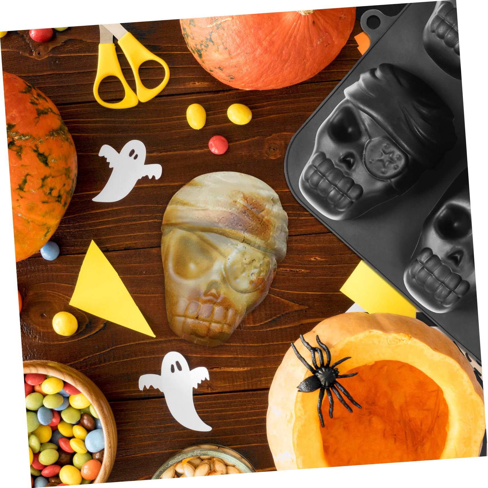 Alipis 2 Piezas molde de hielo de calavera molde de chocolate de halloween bandeja de cubitos de hielo de halloween de silicona s de silicona de de calavera